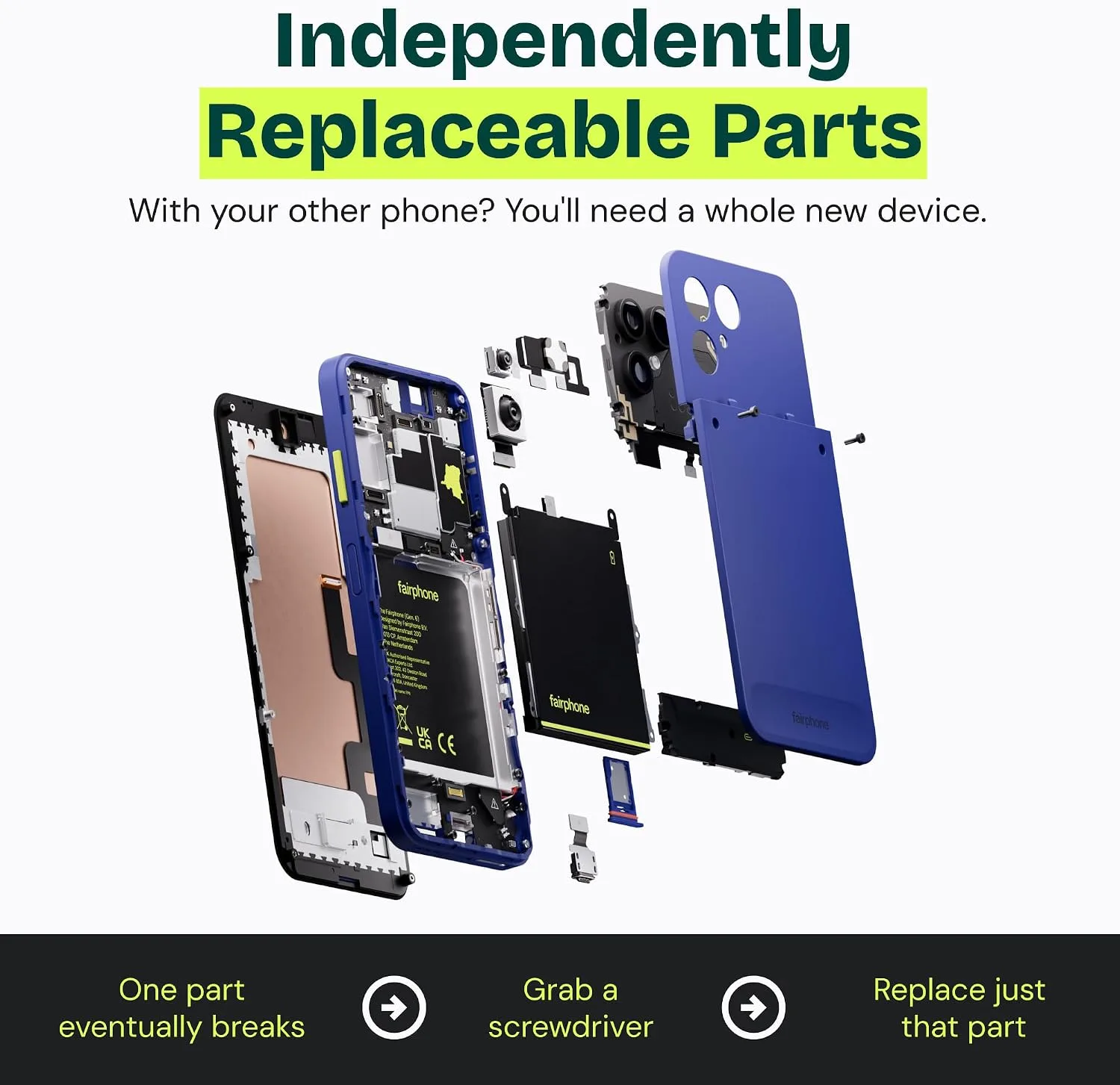 Fairphone (Gen. 6+) 12GB/256GB Modular Unlocked Android Phone - Cobalt Blue