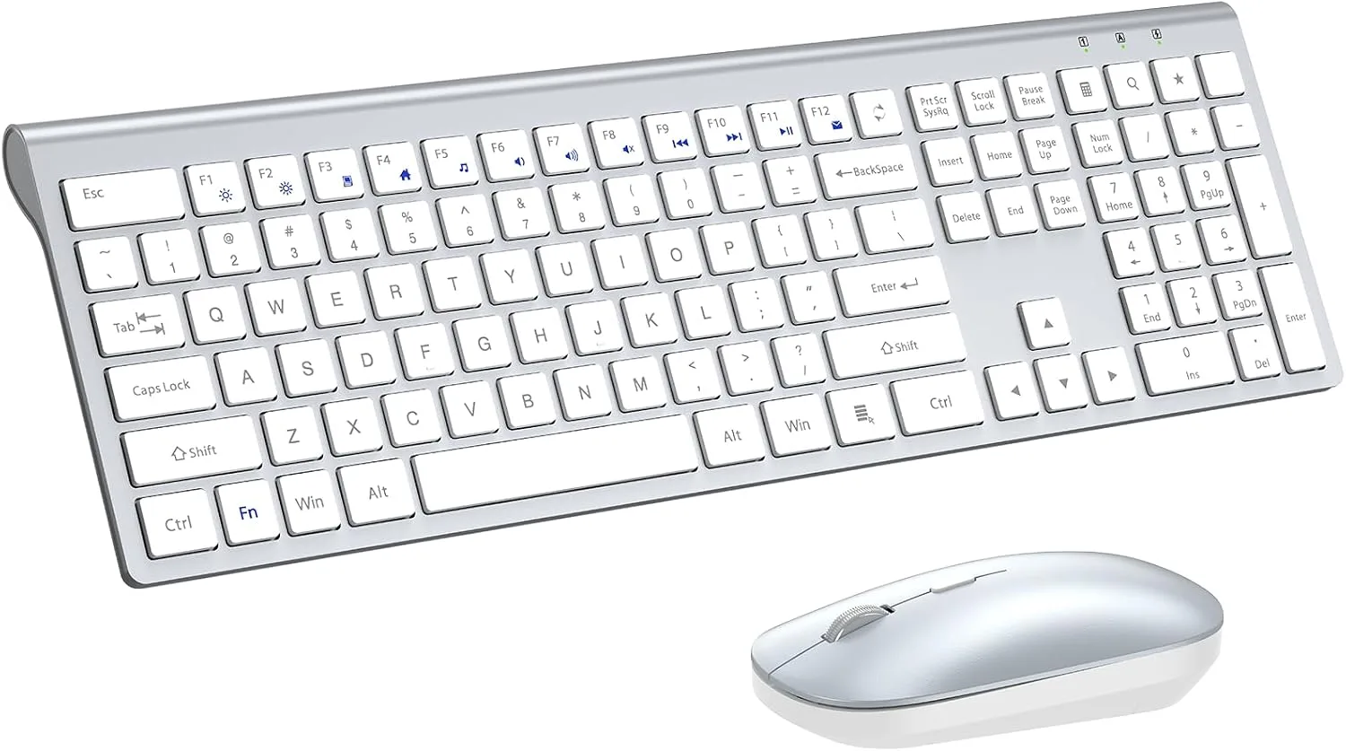 Wireless Keyboard and Mouse Combo, Ultra Slim Full Size Silent Keyboard