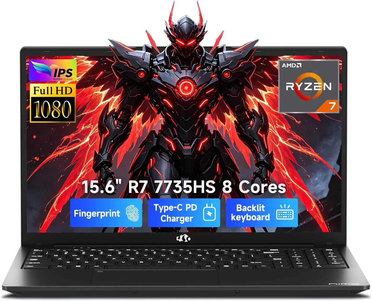 15.6" Light Gaming Laptop 2026 AI | AMD Ryzen 7 7735HS 16GB DDR5 512GB SSD