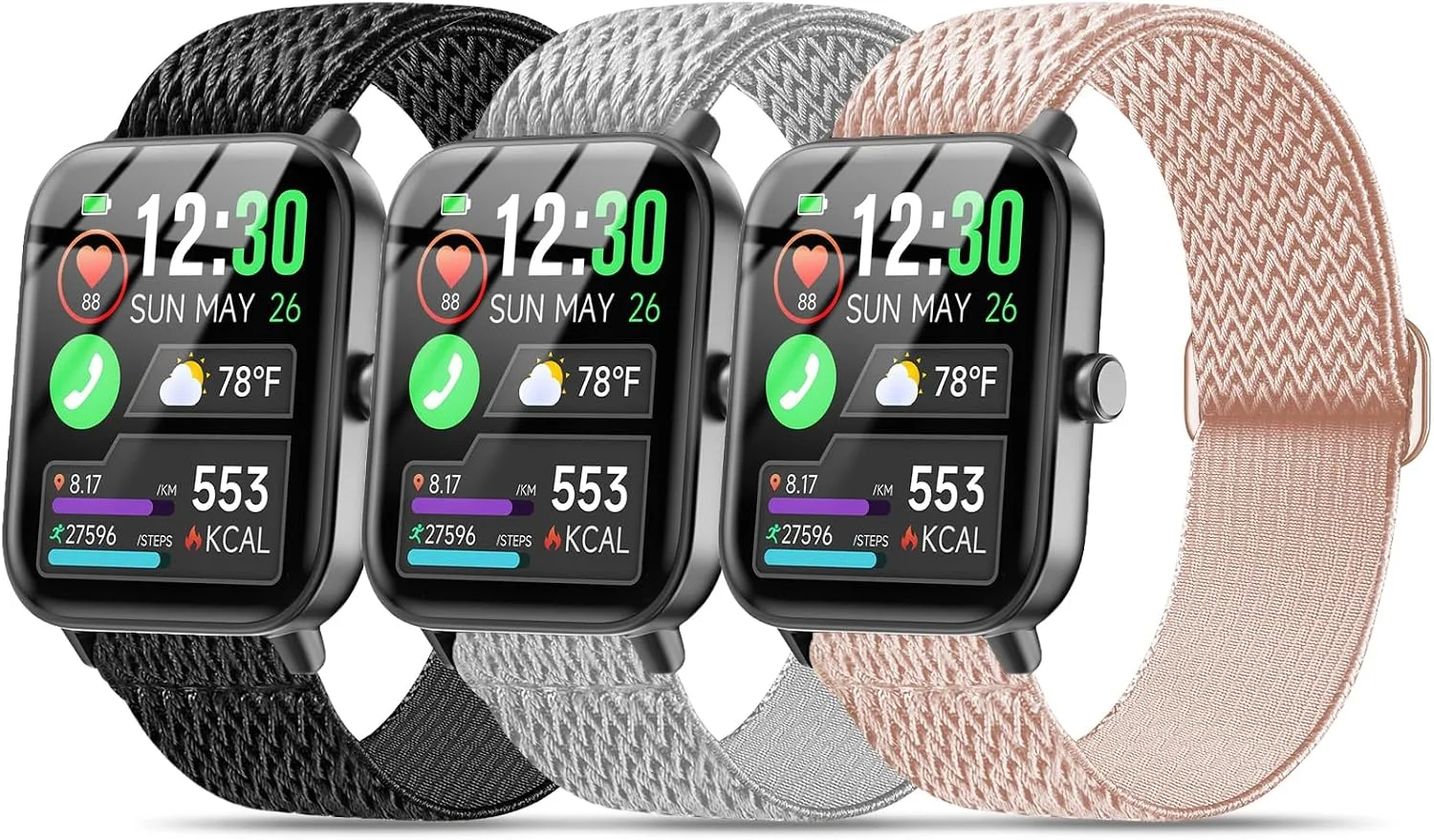 Correas para smartwatch Kollody GloryFit T80/T70/T60/T50/P99/P98 nylon elástico