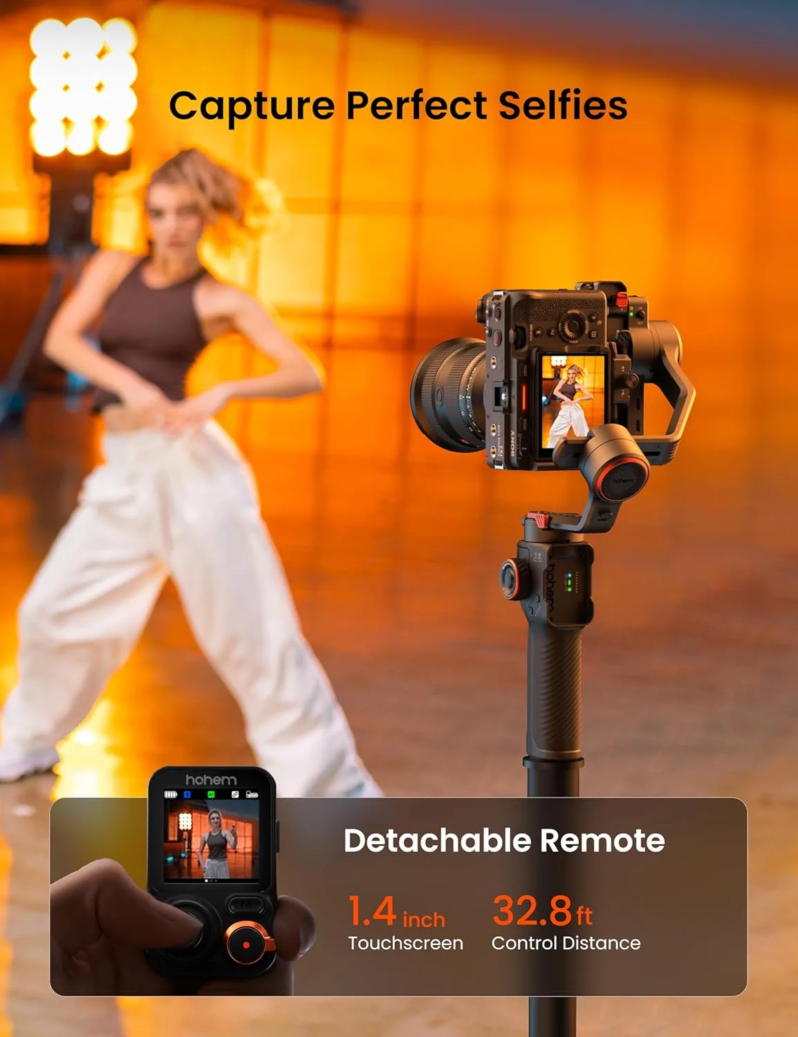 Hohem iSteady MT3 Pro 3-Axis Gimbal Stabilizer for Camera, AI Tracker with CCT/RGB Light, for Mirrorless/Pocket/Action Camera/Smartphone, Detachable Touchscreen Control, for Canon/Nikon/Sony/Fujifilm