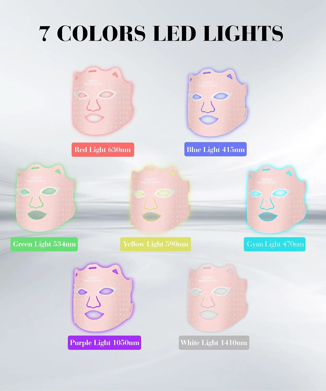 SDKWDH Red Light Therapy for Face, 850nm NIR Mask, Reduce Acne and Wrinkles