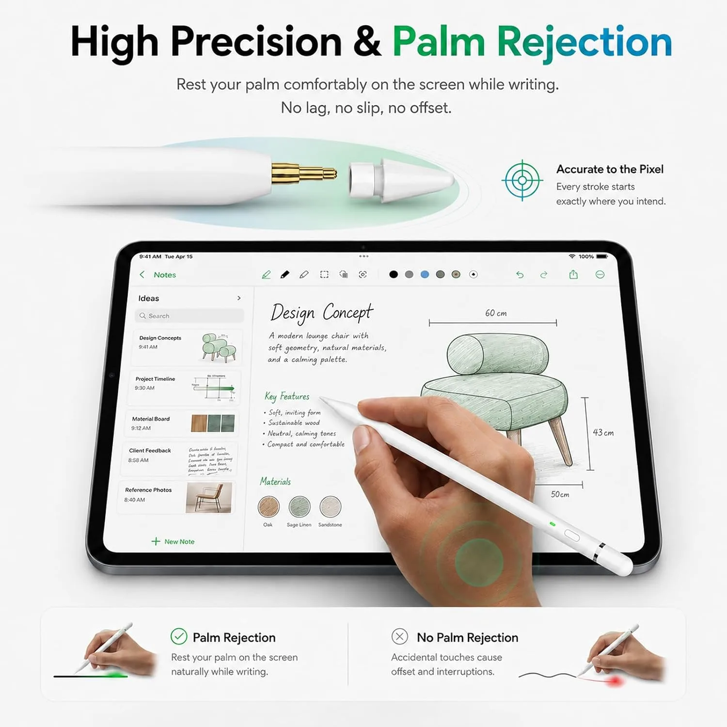 KIROSA Pencil 1st Generation for Apple iPad 2018-2026, USB-C Fast Charging