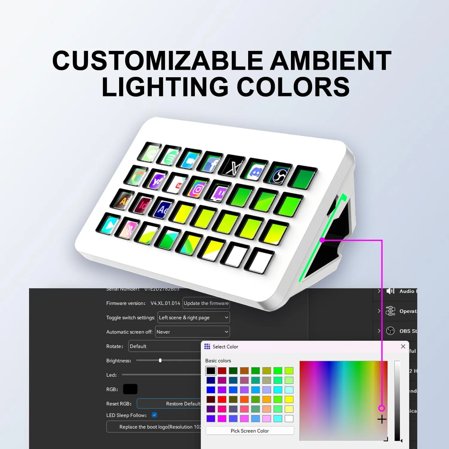 TreasLin/VSDinside Stream Dock XL Advanced Studio Controller, 32 Macro Keys, Trigger Actions in Apps and Software Like OBS, Twitch, YouTube and More, Works with Mac and PC, Stream Controller XL White
