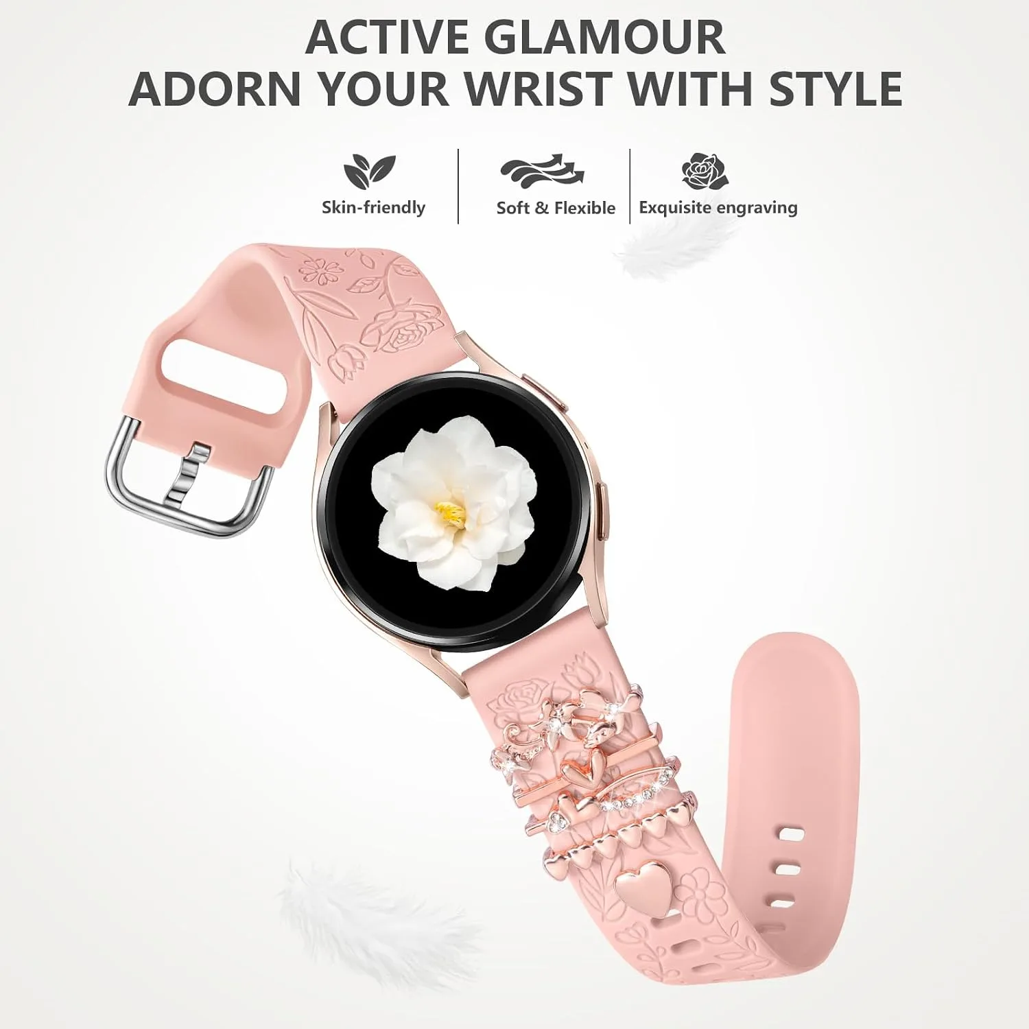 DaQin Flower Engraved Band Compatible with Samsung Galaxy Watch 7 Bands