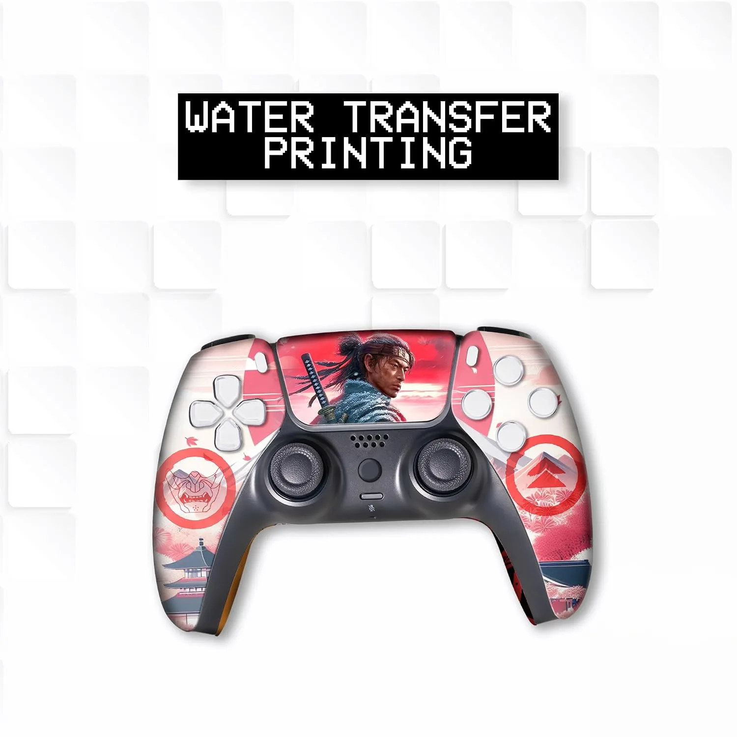 Ghost of Tshushiima Custom PS-5 Controller Wireless compatible with Play-Station 5 Console by BCB Controllers | Proudly Customized in USA with Permanent HYDRO-DIP Print(NOT JUST A SKIN)(MODDED)