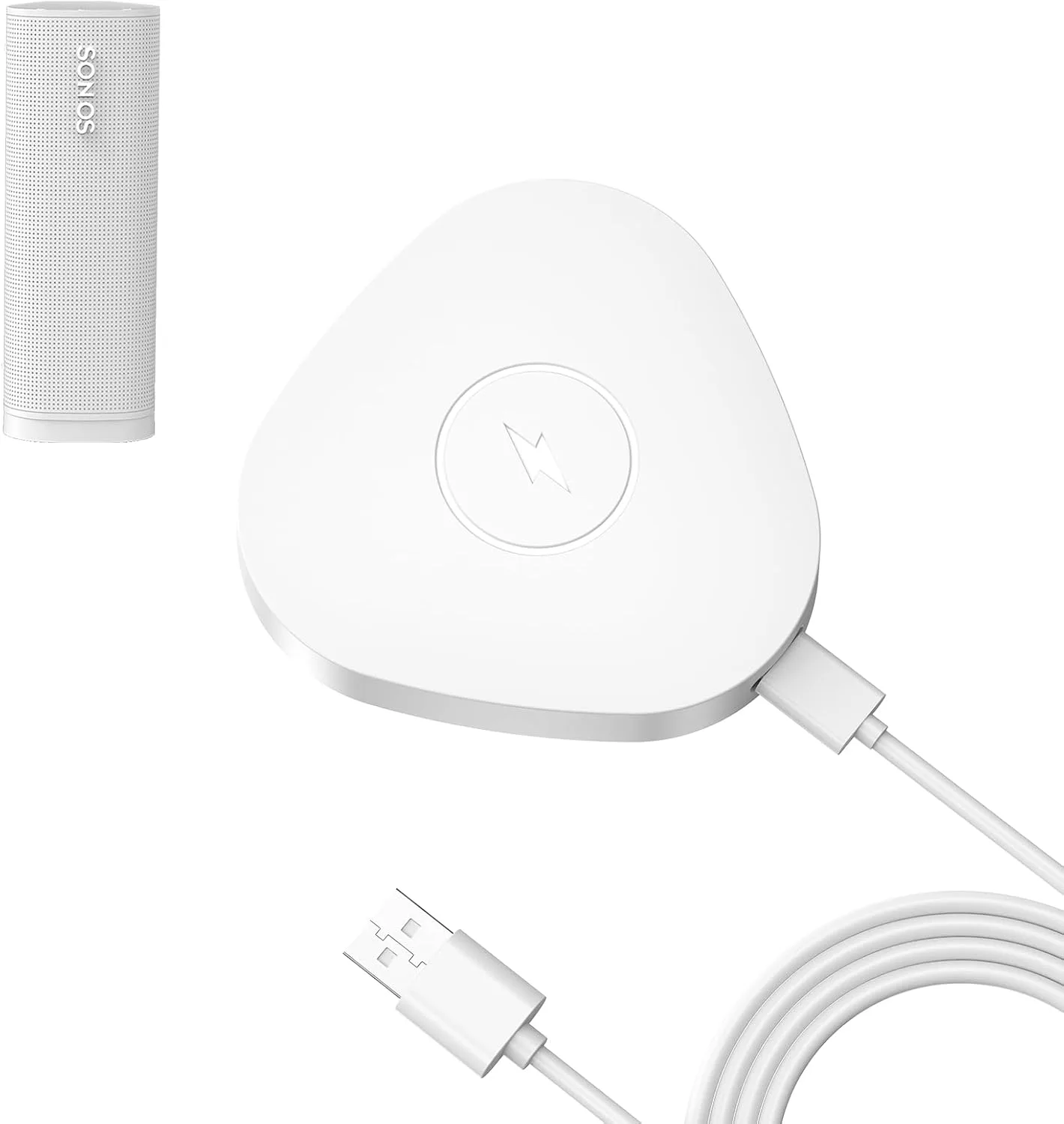 Wireless Charger Compatible with Sonos Roam Gen 2nd/1st, Magnetic Charging Base, Power up Charging Dock for Portable Bluetooth Speaker for Sonos Roam SL(White)