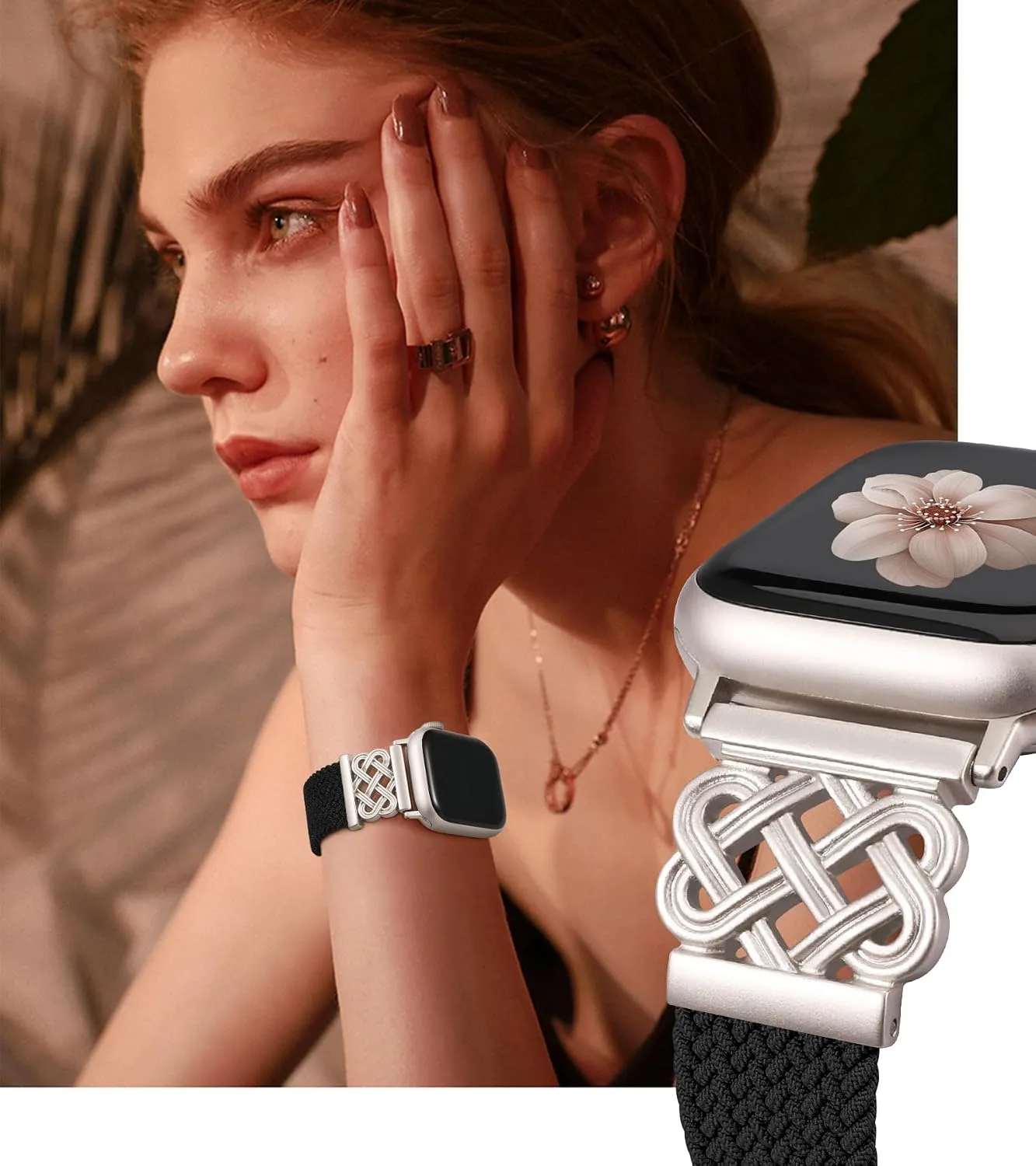 Braided Stretchy Band with Magnetic Clasp for Apple Watch Bands Women Men