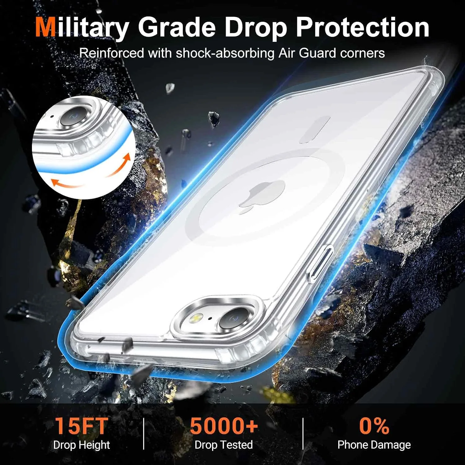 Temdan for iPhone SE Case with Screen Protector Clear