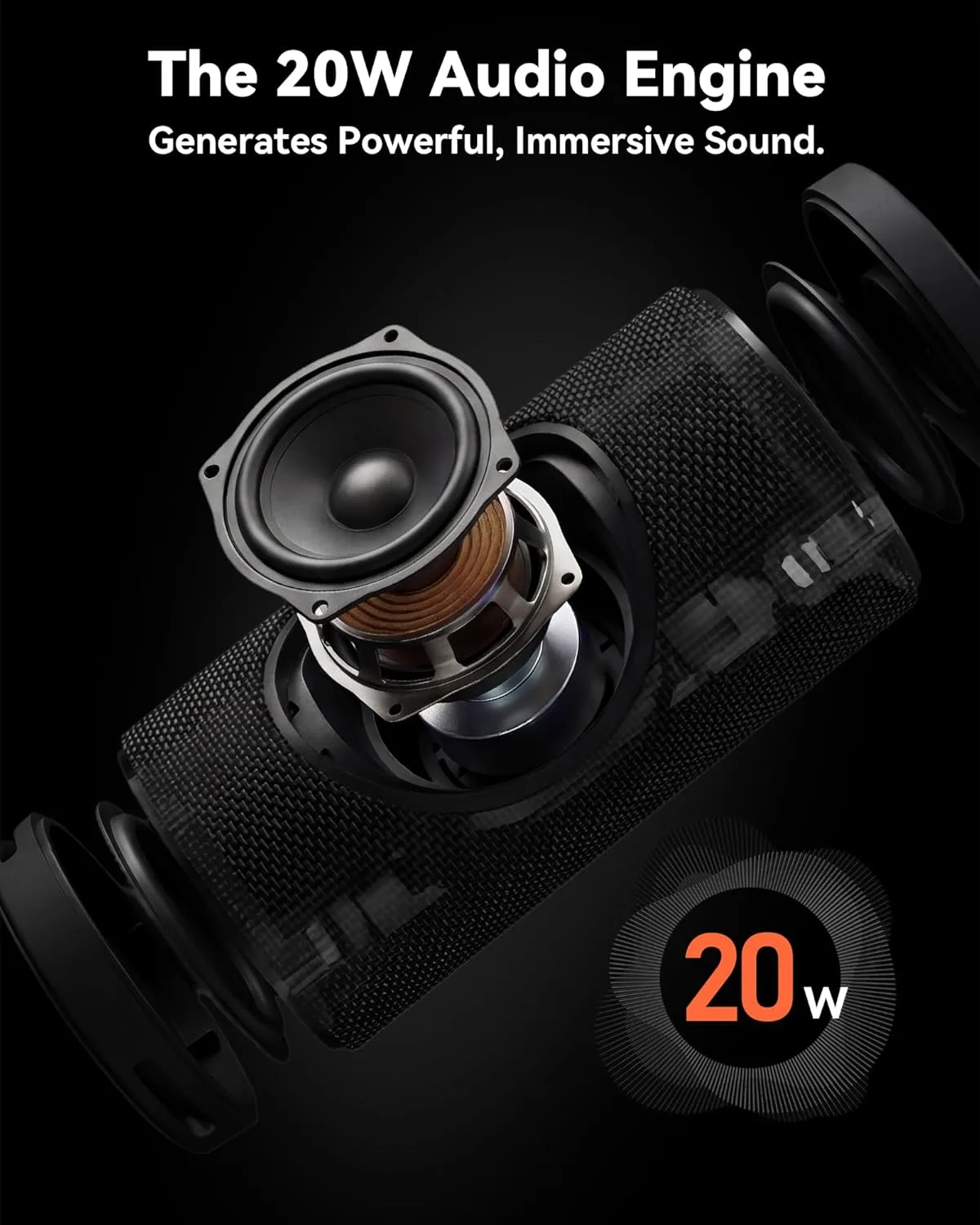 BassBloom Roar 3 Portable Bluetooth Speaker,IPX6 Waterproof,20W