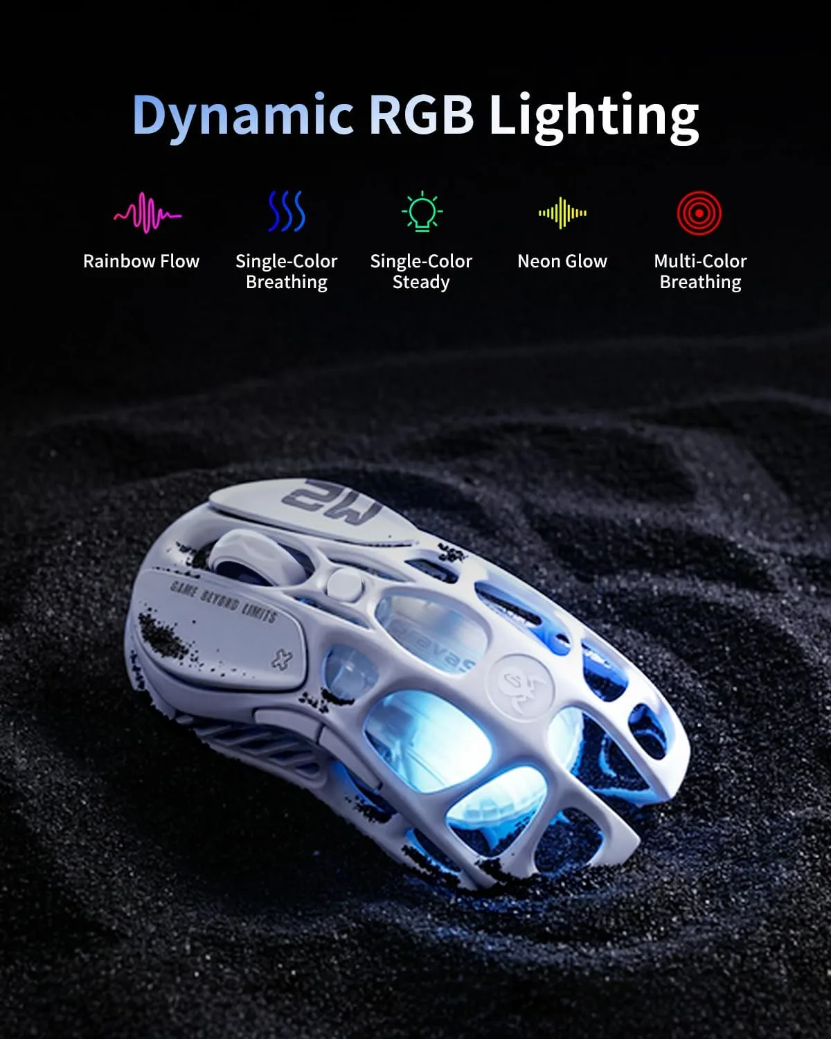 GravaStar MercuryM2 Wireless Gaming Mouse, Up to 85H Battery Life, Tri Mode