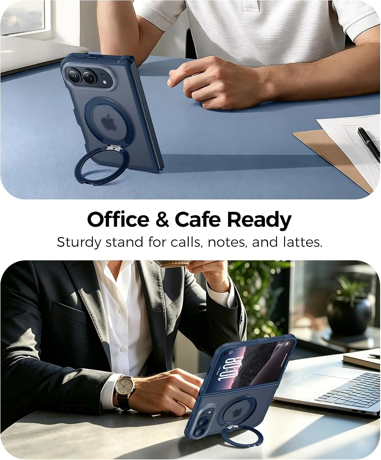 FNTCASE for iPhone Duo Case with 360 Spin Magnetic Stand Deep Blue