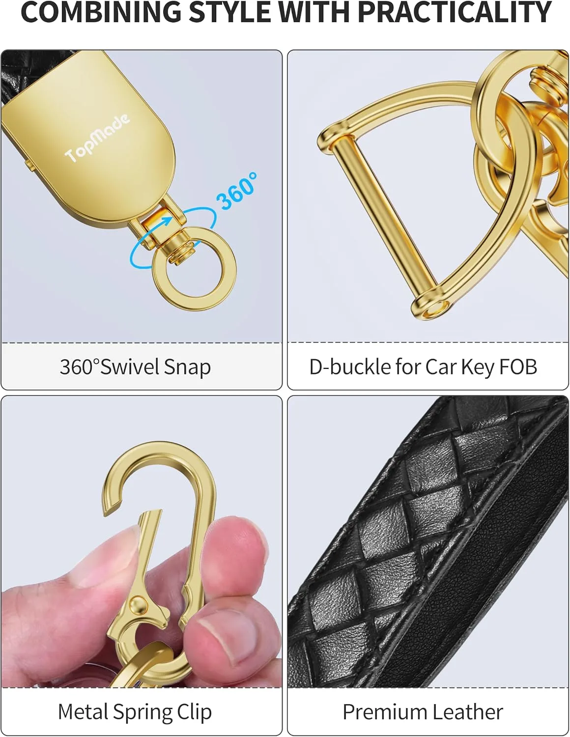 Smart Keychain Tracker (iOS & Android), Car Key Chains Finder, Black & Gold