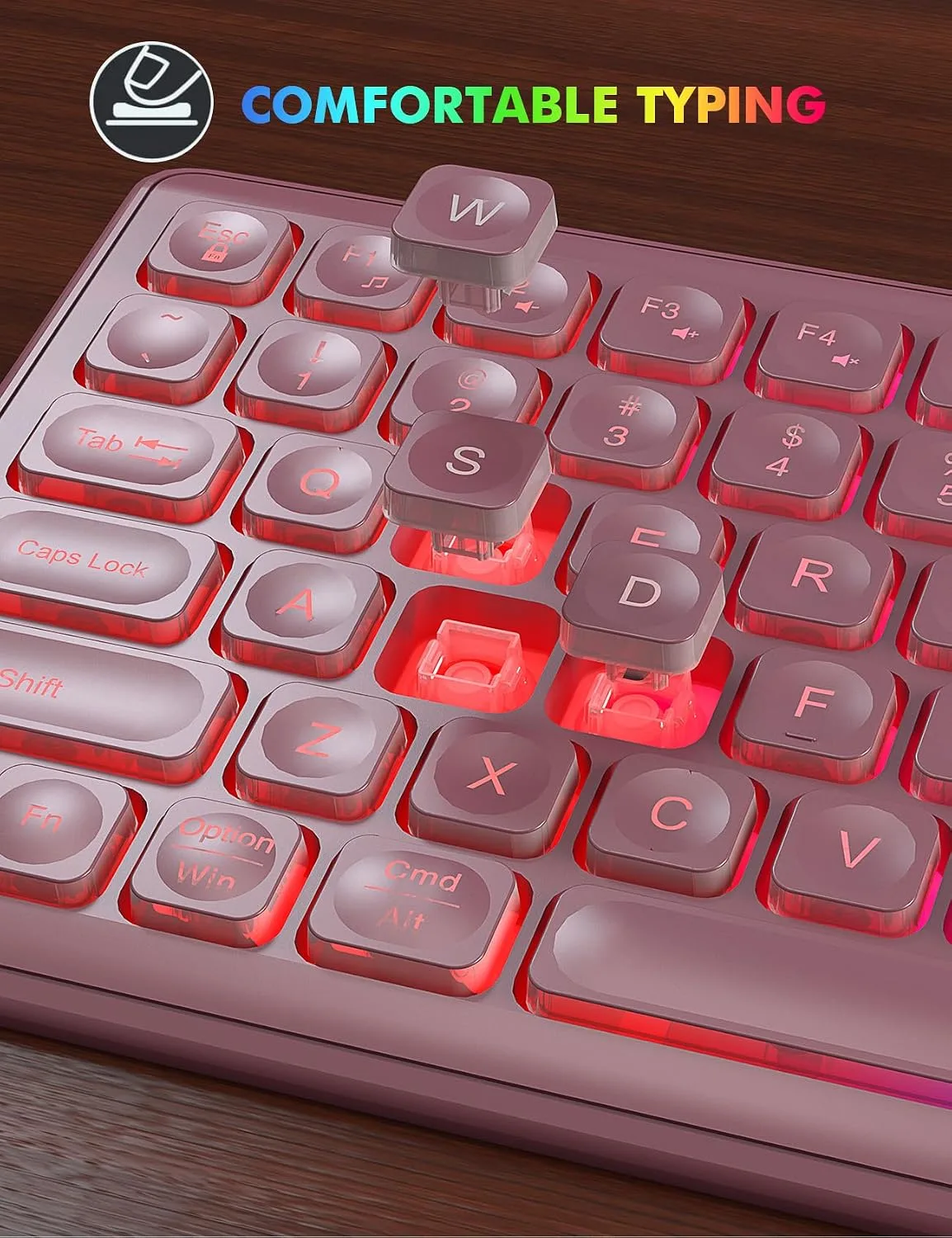 Wireless Keyboard and Mouse Combo, RGB Backlit, Trueque KM42Pro