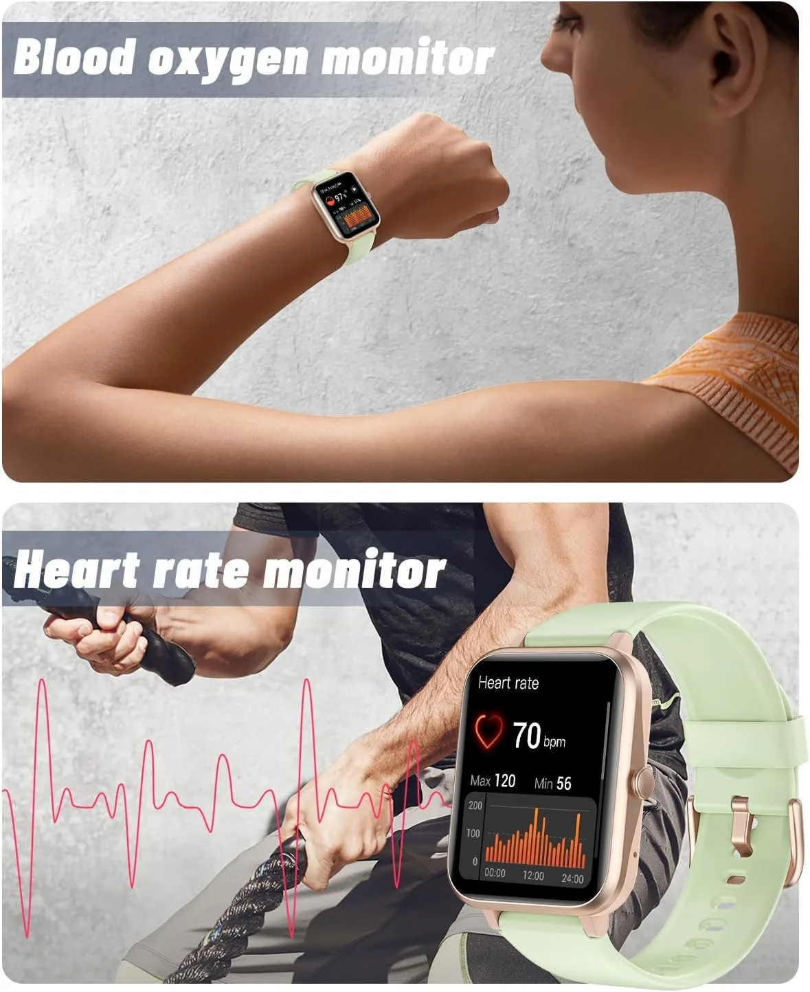 GRV Smart Watch for Men Women, Bluetooth Call, for iPhone Android Aqua GD