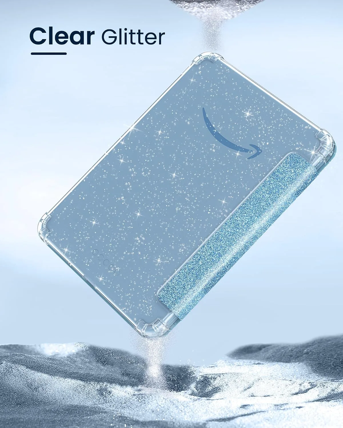 MoKo Case for 6" Kindle Basic 12th Generation 2026, Glitter Light Blue