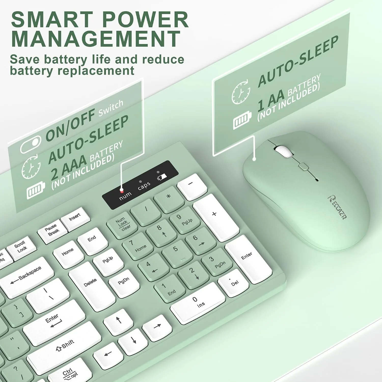 Wireless Keyboard and Mouse Combo Silent for Office and Home(Avocado Green)