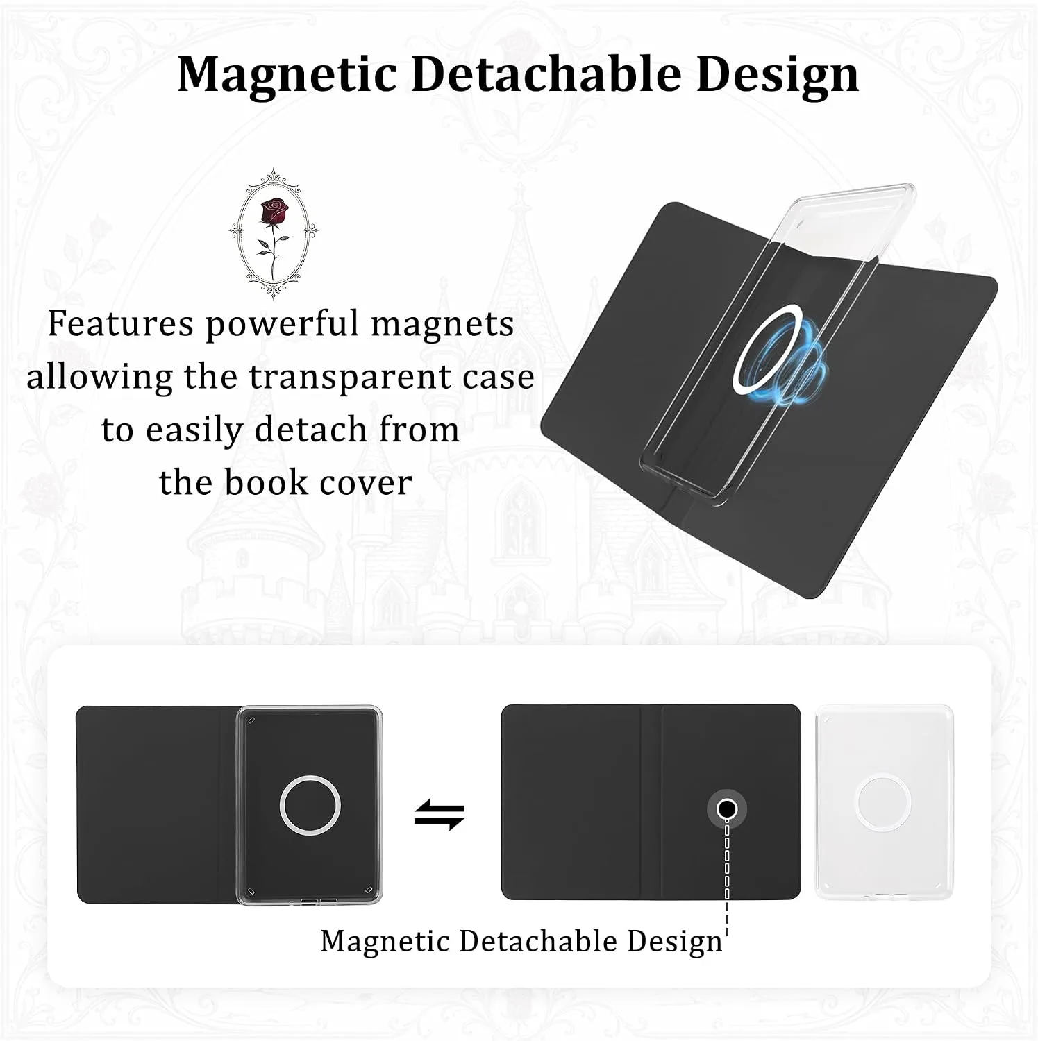Magnetic Book Cover Case for 7'' Kindle Paperwhite & Colorsoft