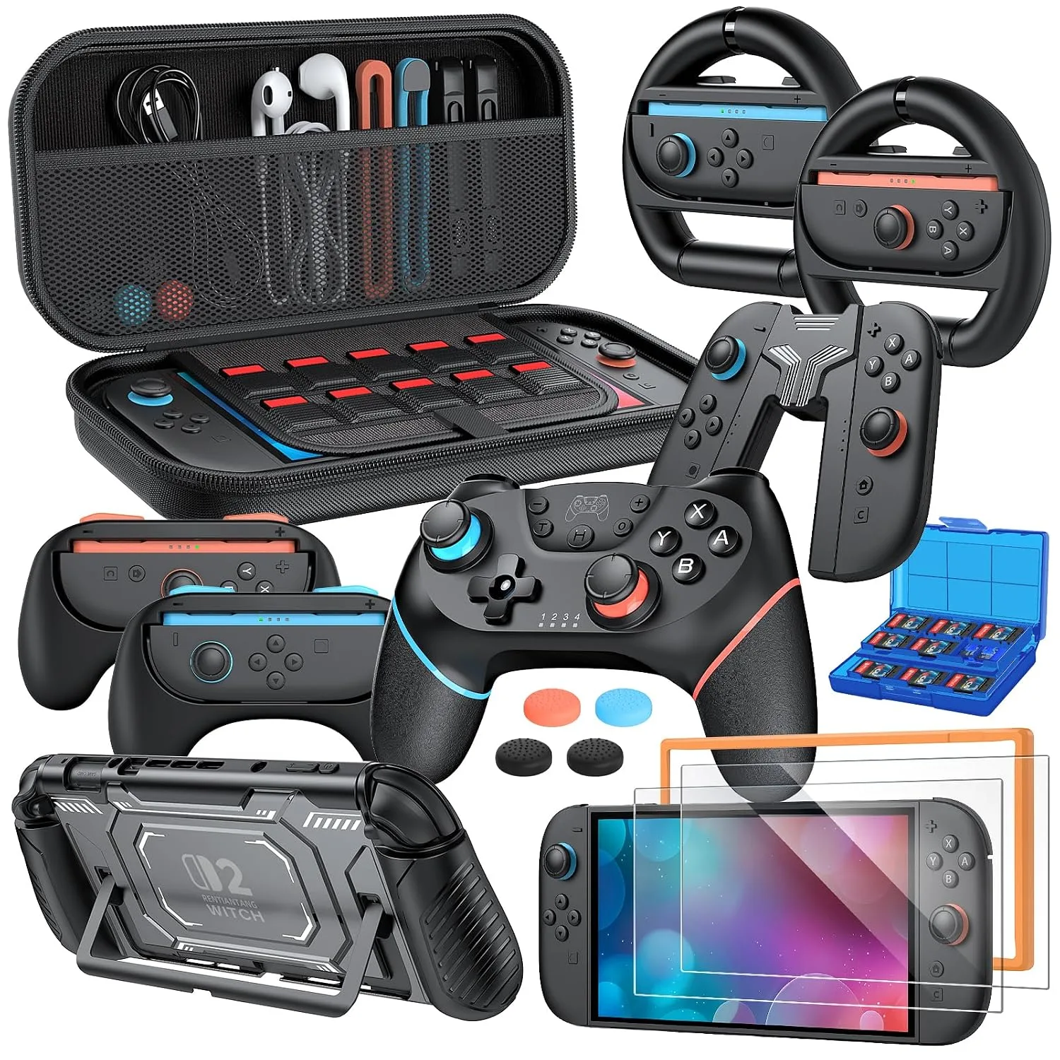 Switch 2 Accessories, 17-IN-1 Pro Controller Bundle for Nintendo Switch 2