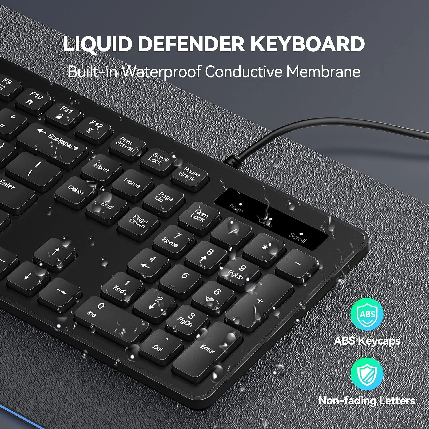 TECKNET Wired Keyboard, Silent Typing, Full-Size Layout, Black