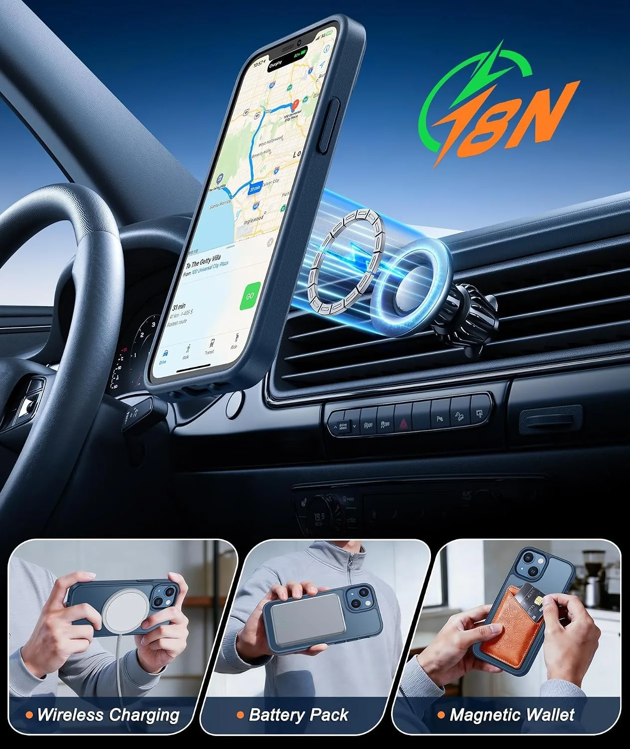 FNTCASE for iPhone 13 Mini/iPhone 12 Mini Case Fit for MagSafe Blue
