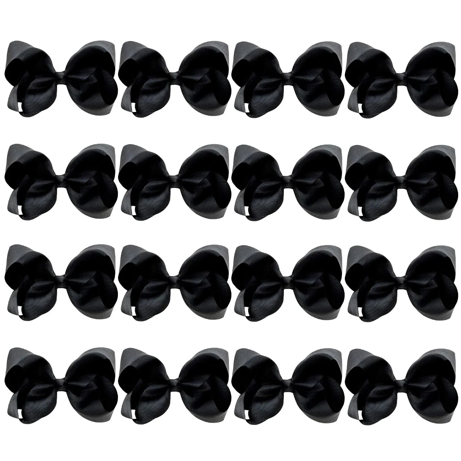DEEKA 16 PCS 4" Hand-made Hair Bow Grosgrain Ribbon Solid Color Hair Bow Alligator Clips Hair Accessories for Little Teen Toddler Girls -Black