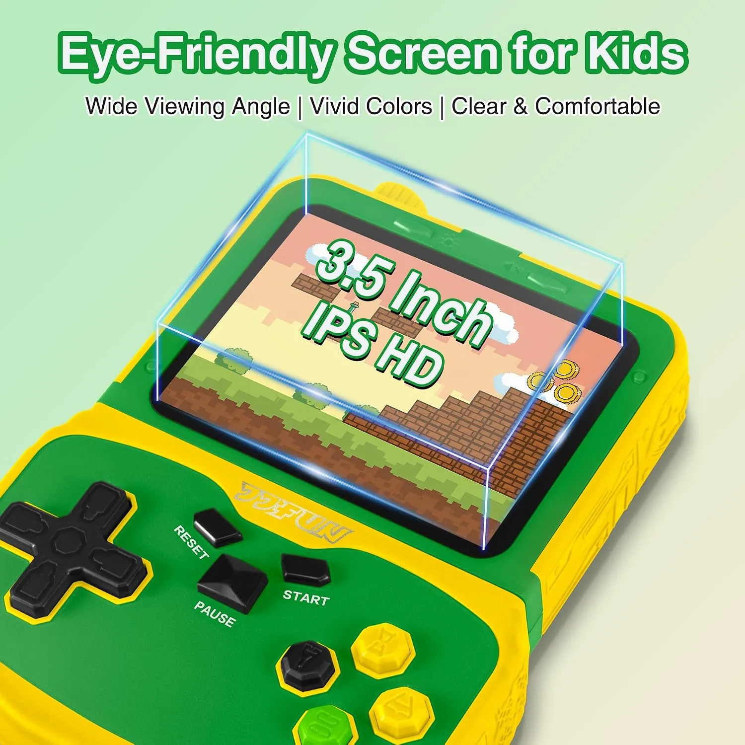 Kids Handheld Video Game Player, 220 Preloaded Classic Games, Portable Plug & Play Retro Game Console with 3.5'' Screen & Rechargeable Battery, No Ads, Mute Function for Travel-Green