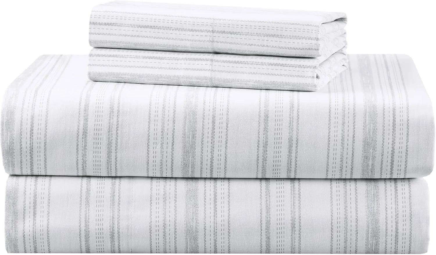 Comfort Spaces 100% Cotton Percale Sheets Queen Size 4 Pcs, Good Vibes Grey