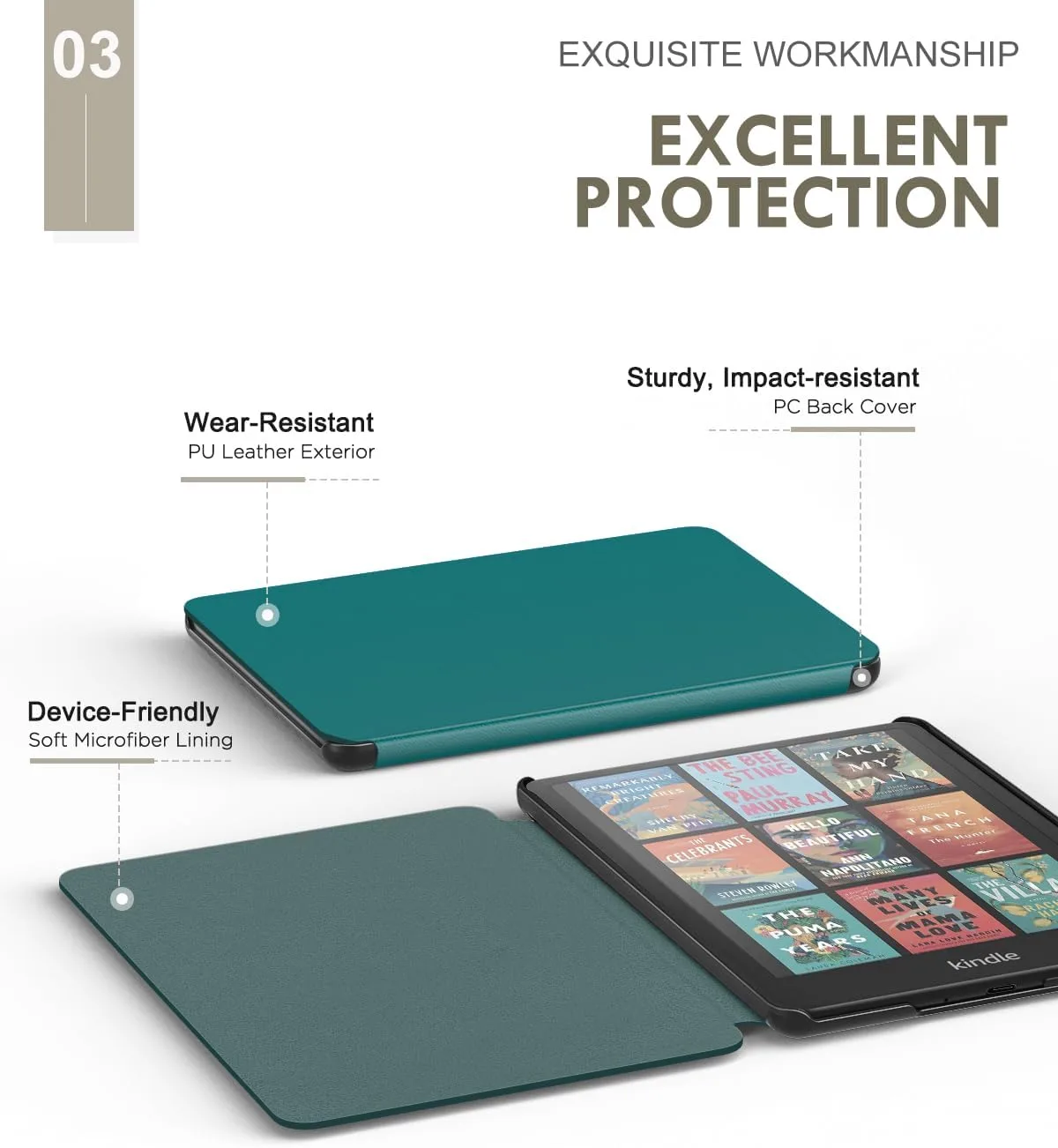 Moko Case for 7" Kindle Paperwhite 12th Gen 2024/Colorsoft, Jade Green