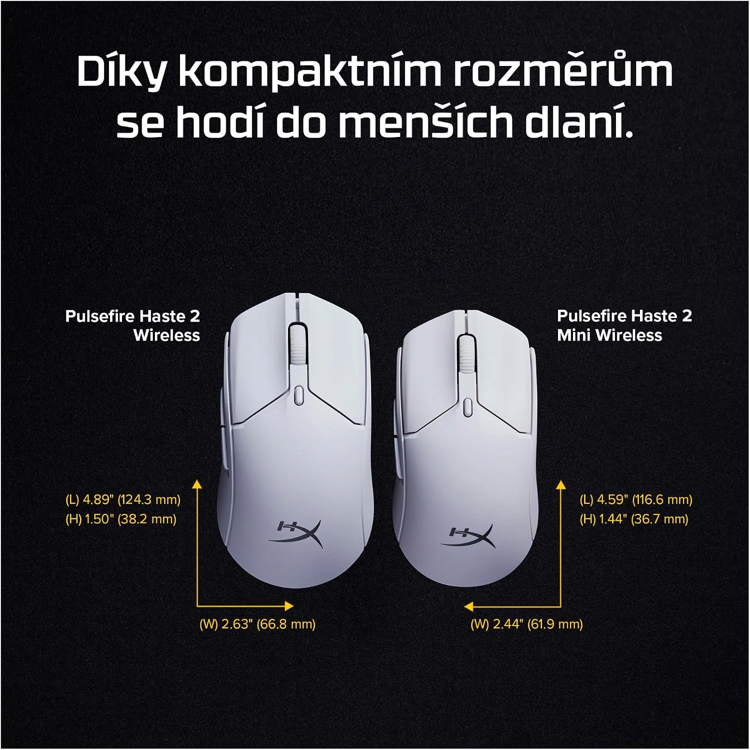 HyperX Pulsefire Haste 2 Mini – Wireless Gaming Mouse for PC Compact Lightweight Bluetooth 2.4GHz White
