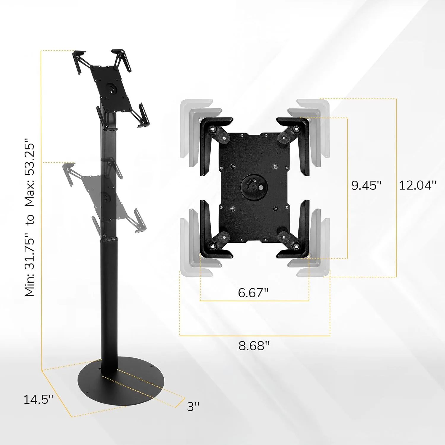 Mount-It! Anti-Theft Universal Tablet Floor Kiosk, Height Adjustable, Black