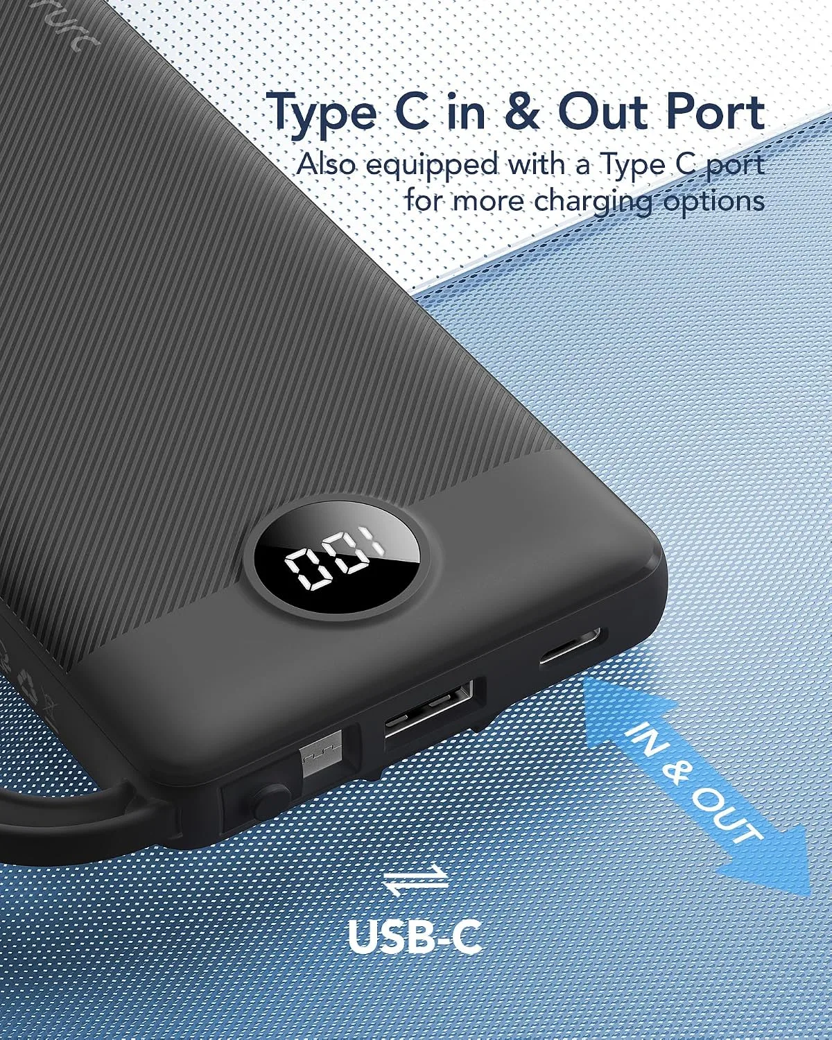 VRURC Portable Charger, Built in 4 Cables & Lanyard Power Bank 10000mAh