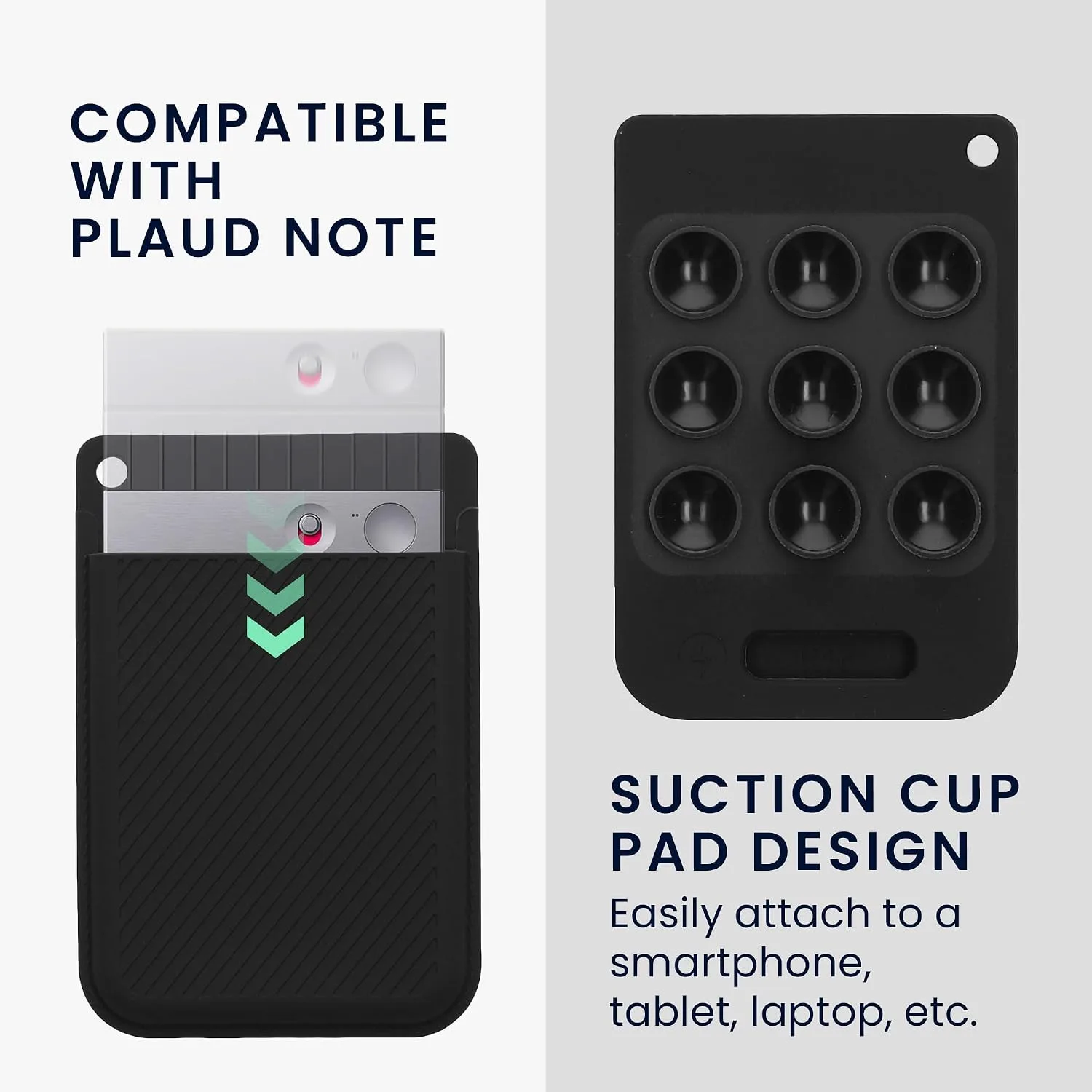 kwmobile AI Voice Recorder Cover Compatible with PLAUD Note AI Voice Recoder - Suction Cup Mount - Black