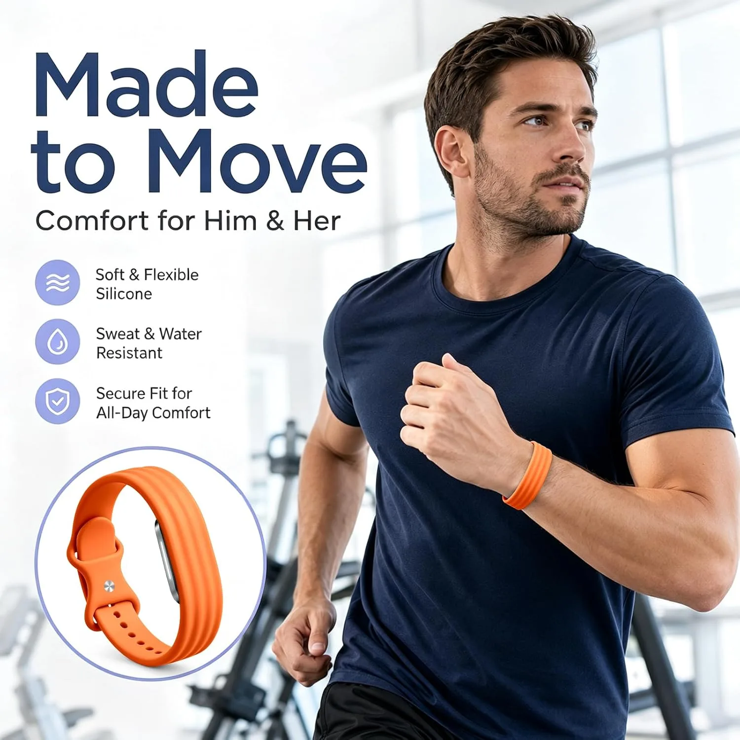 3 Pack Silicone Sport Band Compatible with Hume Band 2.0 Fitness Tracker,Soft Silicone Replacement Adjustable Sweatproof Wristband for Hume 2.0 Band, Running, Workout & Daily Wear for Women Men