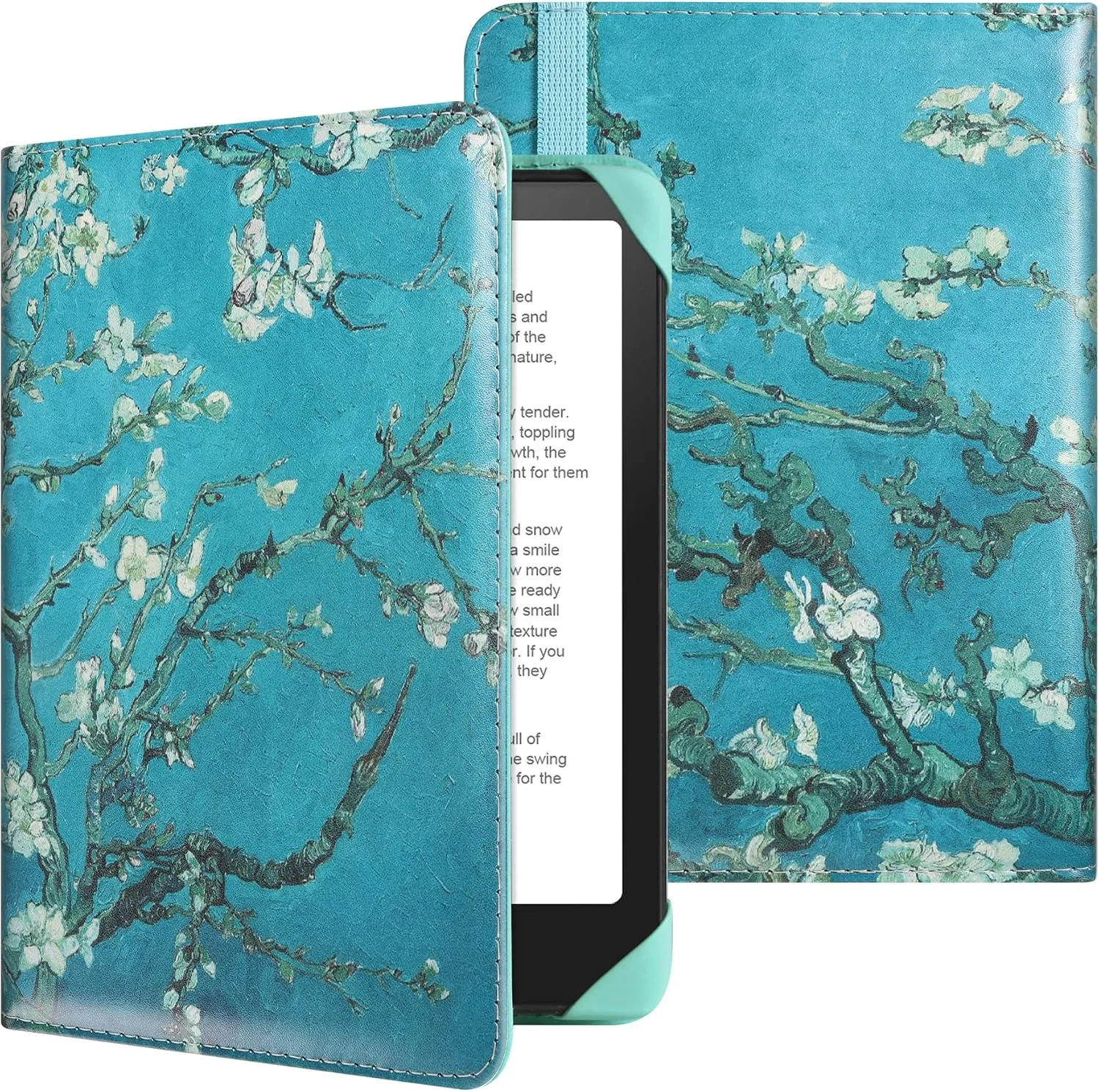 HoYiXi Universal Case for 6 inch Kindle eReader Compatible with Paperwhite(2015/2018)/Pocketbook and Tolino/Kobo Clara HD,6" eReader Protective Case Cover Elastic Rope,Flowers 1