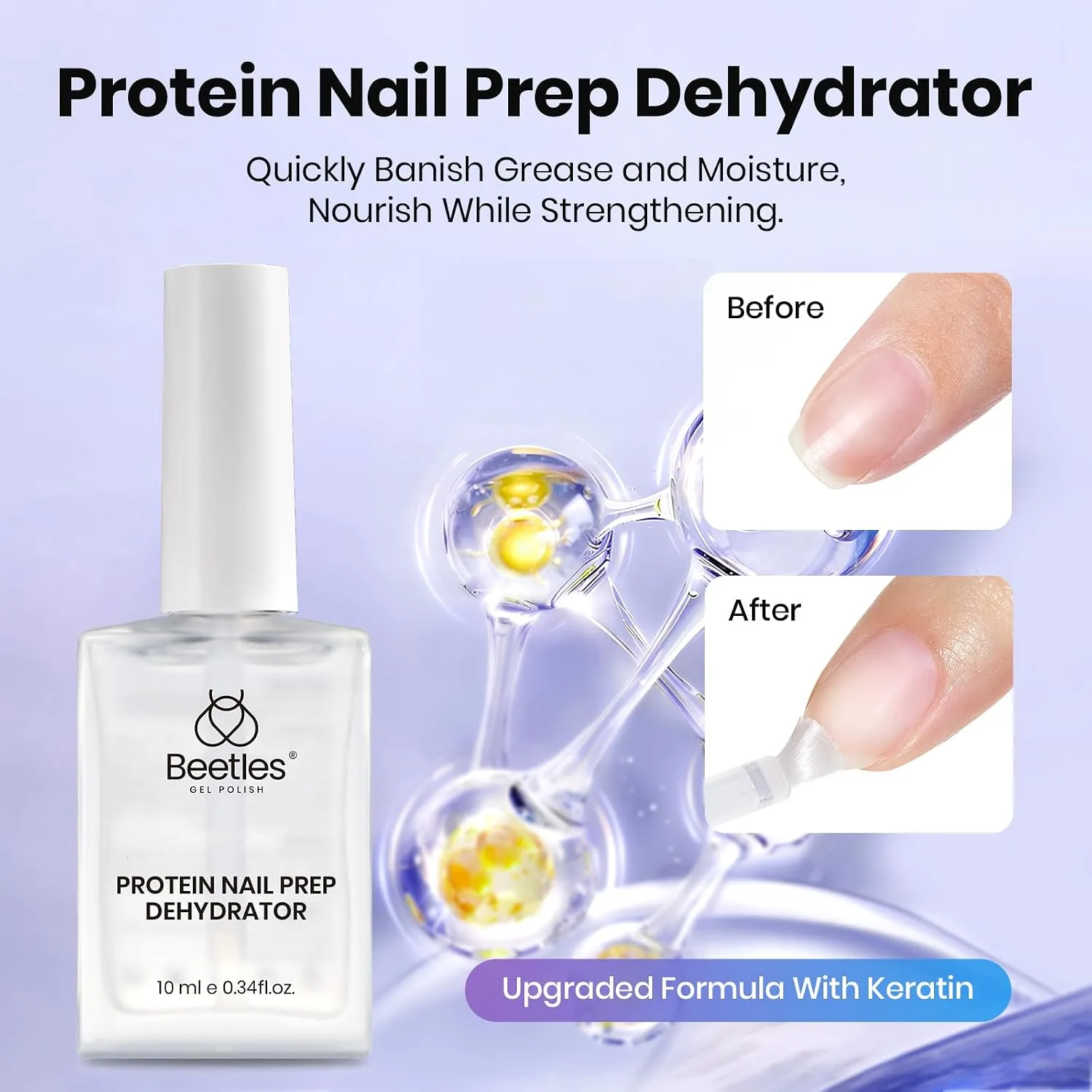 Beetles 4Pcs Protein Nail Prep Kit, Primer, Dehydrator, Base and Top Coat
