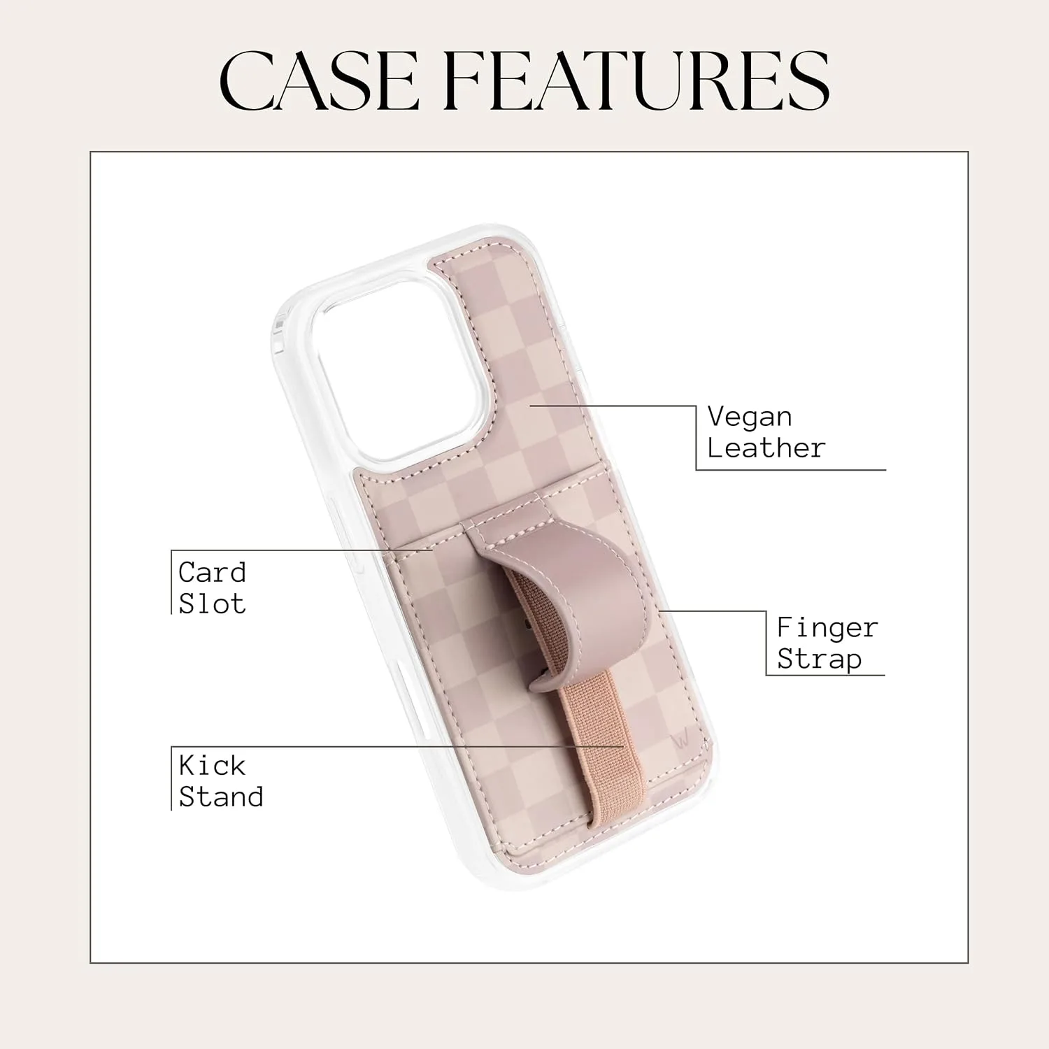 Walli Cases Wallet Phone Case for iPhone 15 Pro, Card Holder Kickstand
