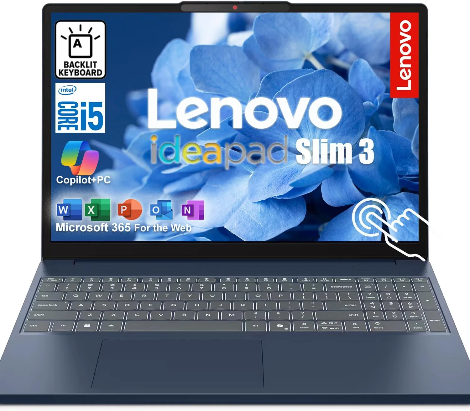 Lenovo IdeaPad Slim 3 15.3" WUXGA Touchscreen Business Laptop | Intel Core 5 210H CPU (8 Cores, Up to 4.8Ghz) | 40GB DDR5 RAM, 2TB SSD | Backlit KB | Web Microsoft 365 | WiFi 6, 1080P Web Cam