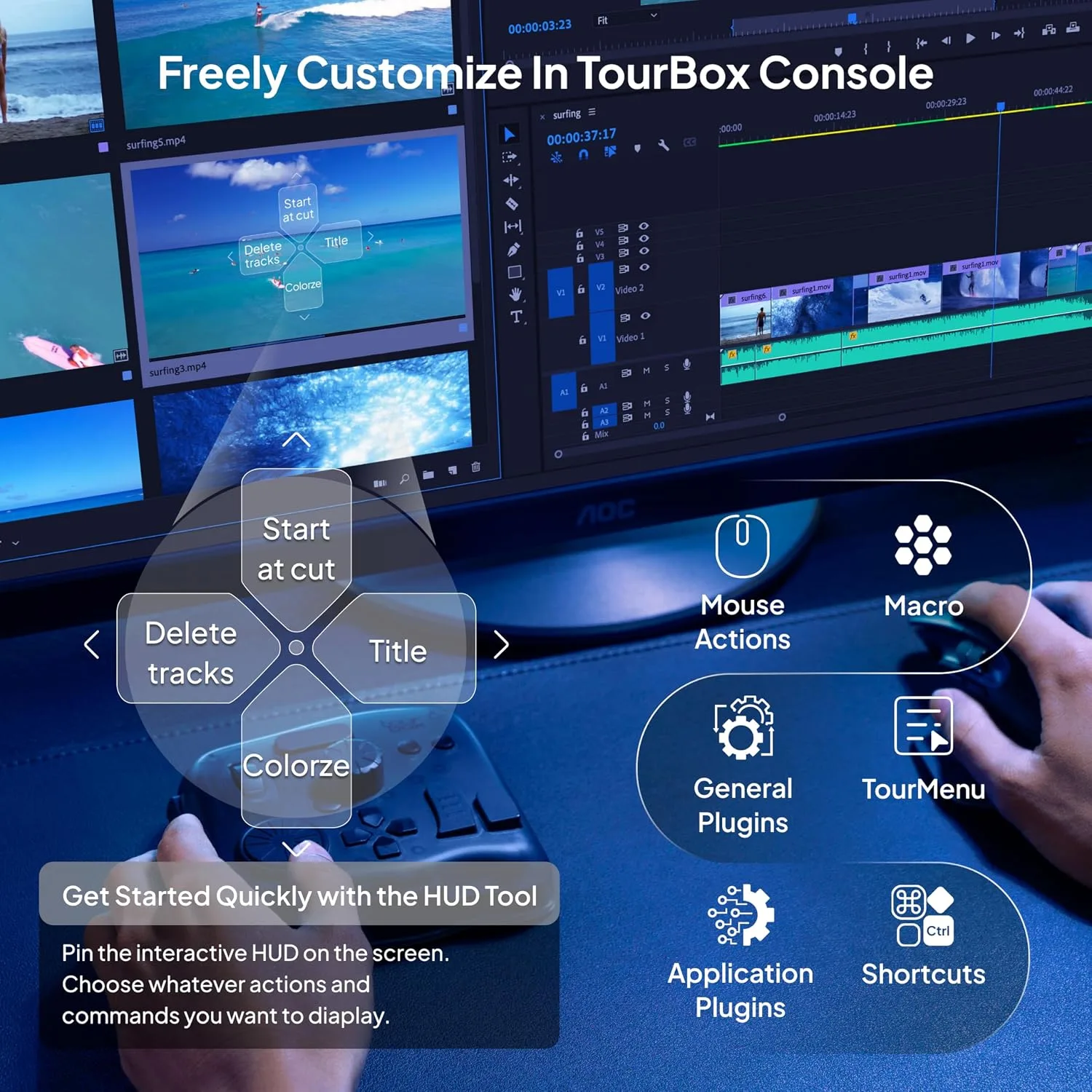 TourBox Elite - Editing Controller, Wireless Professional Console, Grey