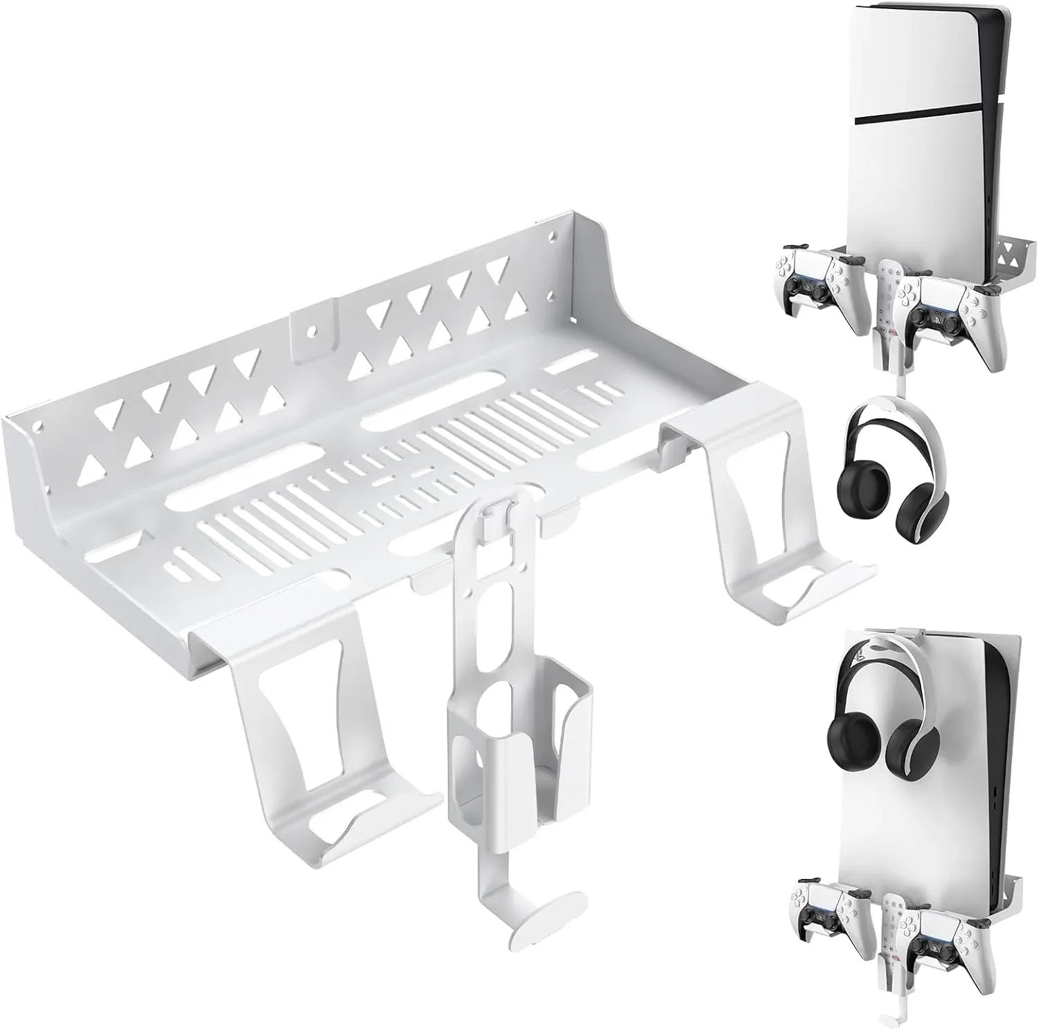 Soporte de pared para PS5 Bifonodkr con 2 soportes para controles y soporte para audífonos