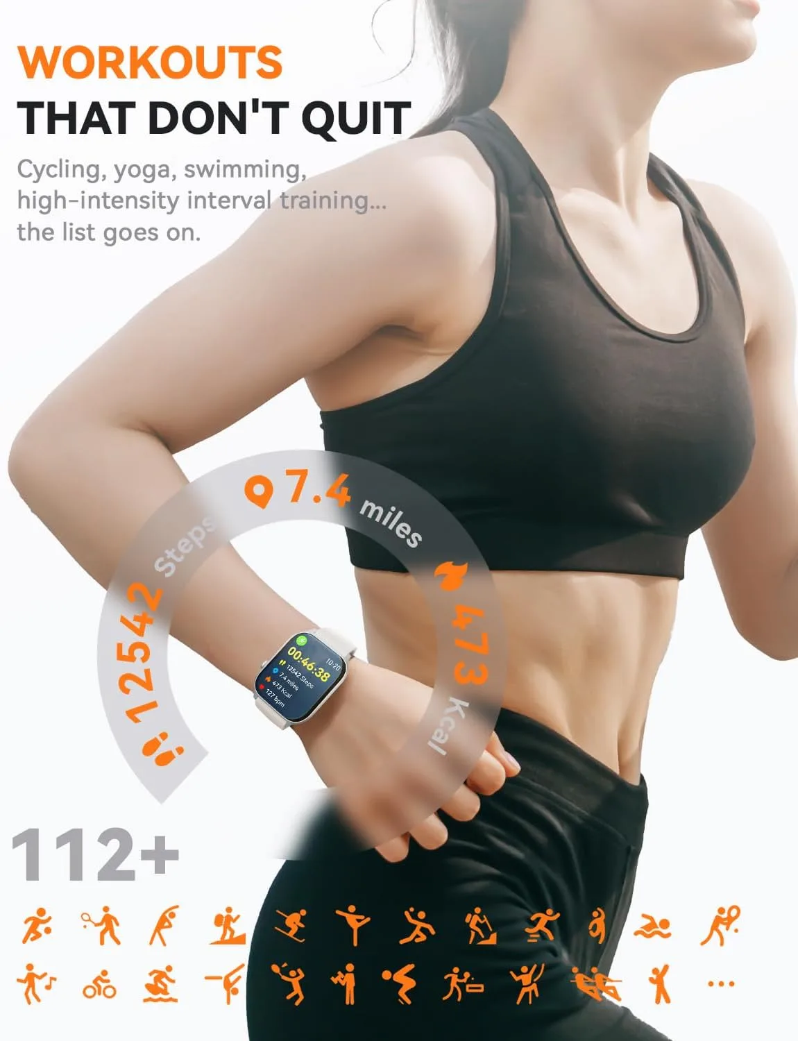 Smart Watches for Women Men, Fitness Tracker Watch with 110 Sports Modes, Step Counter/Sleep Monitor/Pedometer, IP68 Waterproof, Bluetooth Call & Music Control Smartwatch for iPhone/Android,Starlight