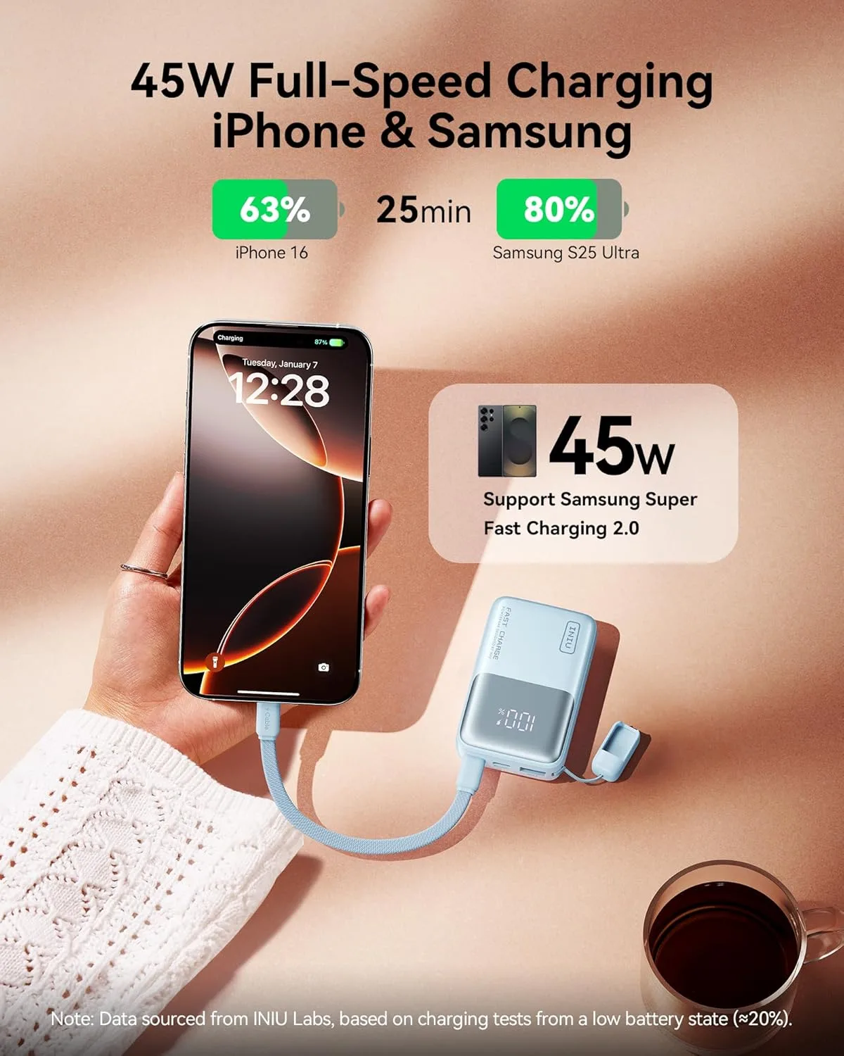 INIU Mini Portable Charger, Small 10000mAh 45W Fast Charging Power Bank