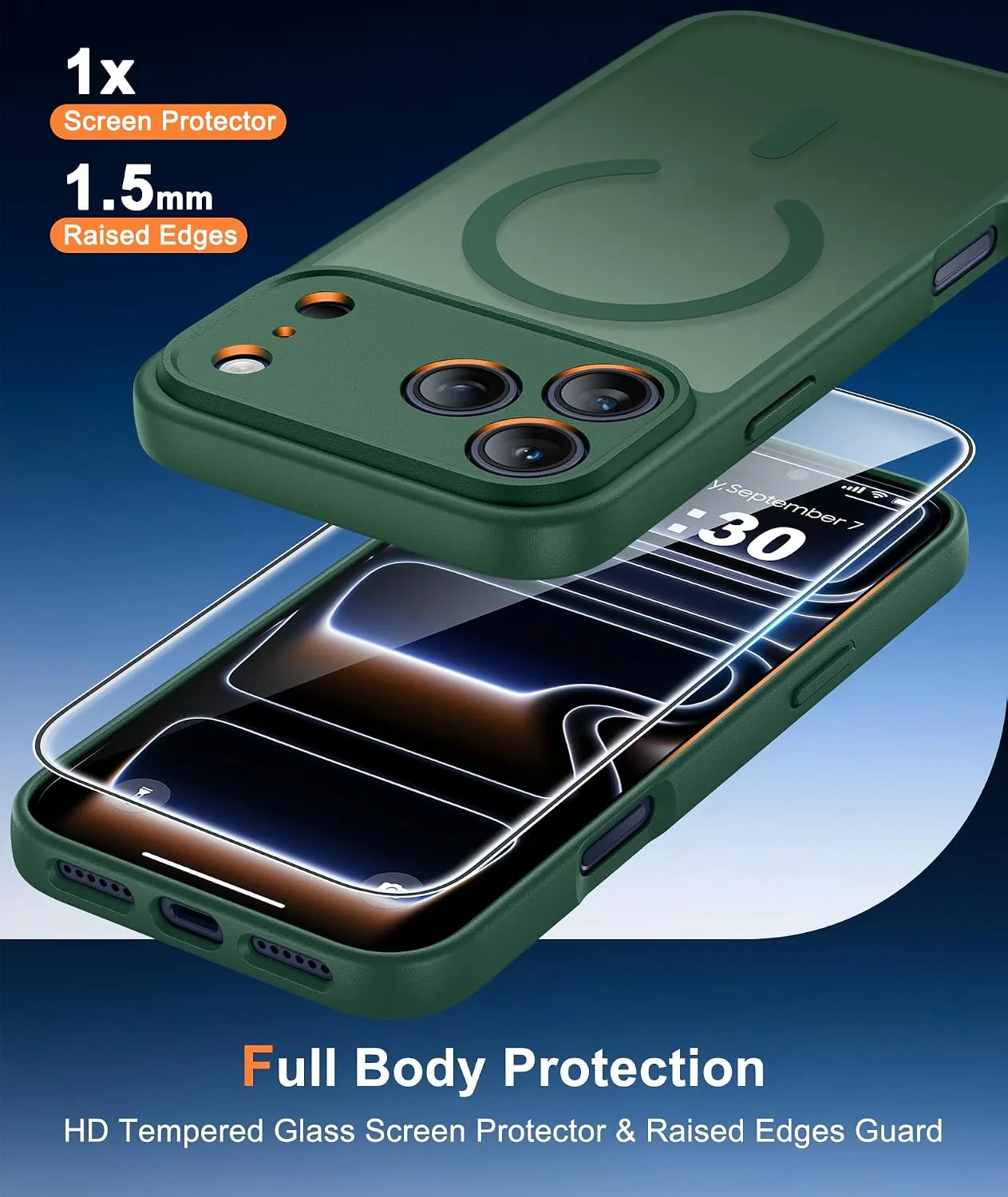 FNTCASE for iPhone 18 Pro Max / 17 Pro Max Case Fit for MagSafe Green