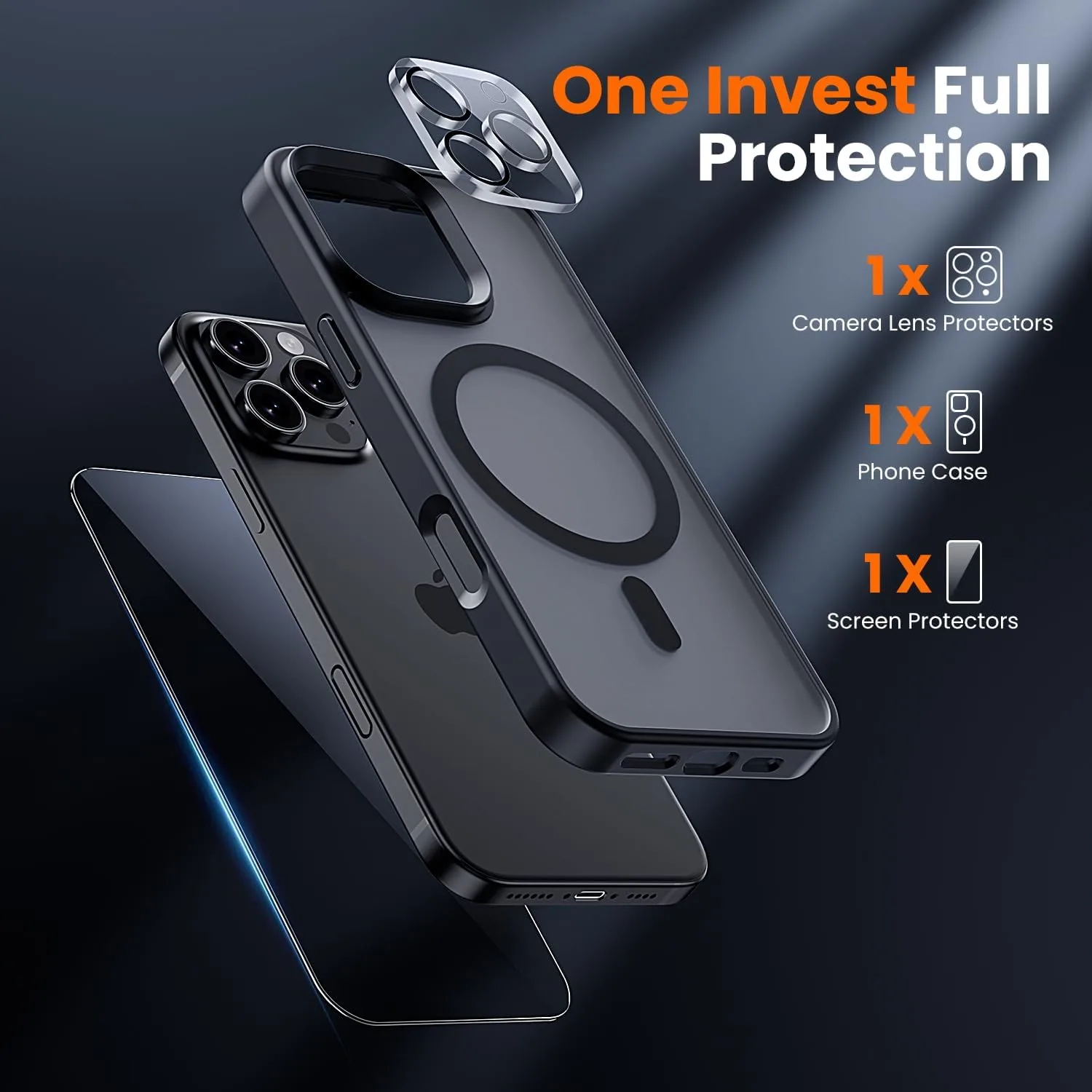 toushion 3 in 1 for iPhone 16 Pro Case Matte Black