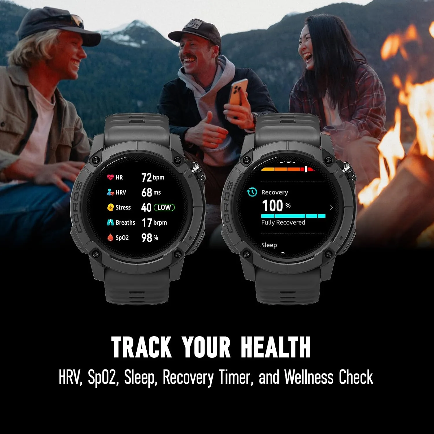 COROS Nomad Outdoor GPS Smartwatch, 1.3" MIP Touchscreen, Global maps with Turn-by-Turn Navigation, 22 Days Battery Life, Microphone Records Voice Notes, Real-time Weather, and Safety alerts (Black)