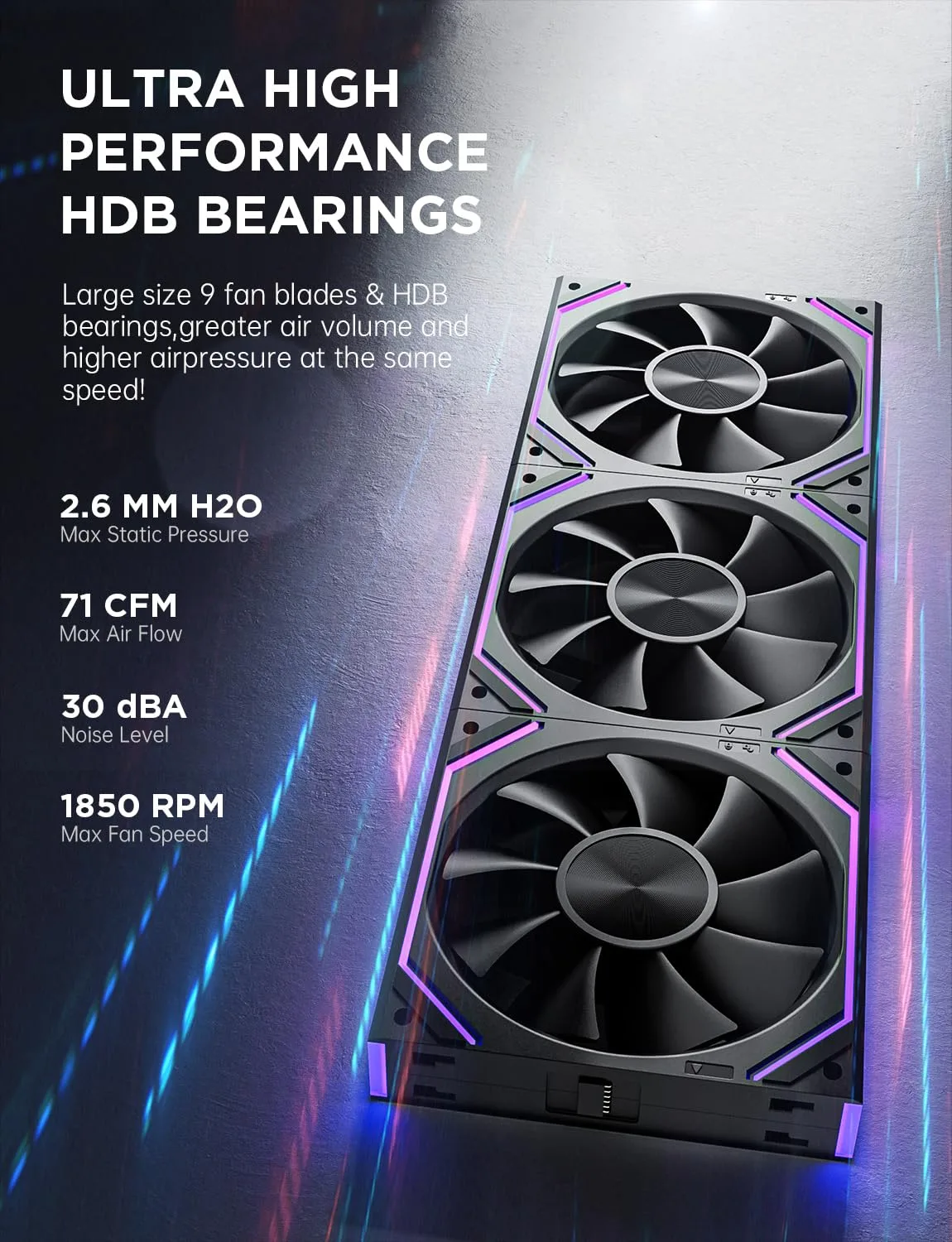 Asiahorse Dawn 120mm Case Fan, ARGB PWM 1850RPM/71CFM Airflow, Forward & Reverse Blade Design, Low Noise, Precision HDB Bearings High Performance UNI PC Fan Modular Daisy Chain