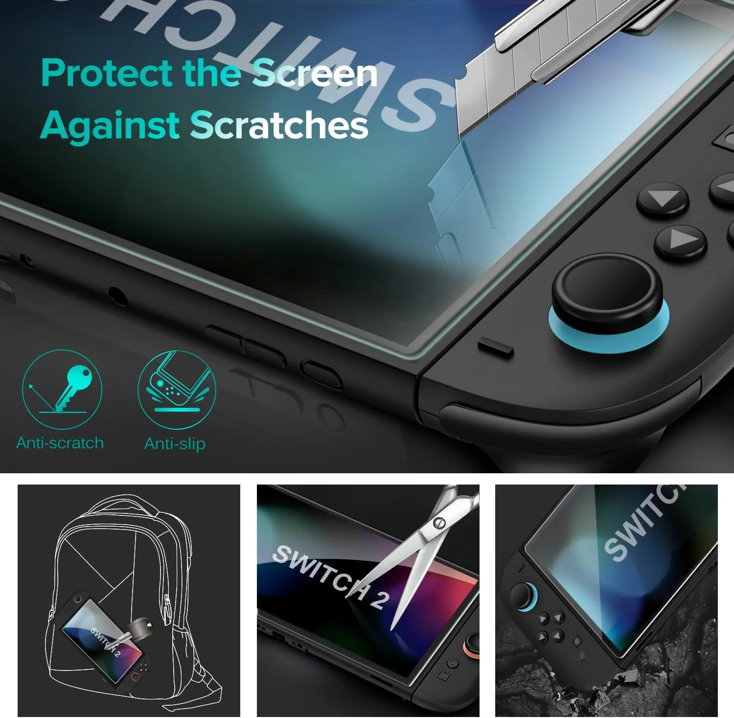 ivoler 4-Pack Tempered Glass Screen Protector Designed for Nintendo Switch 2 2025 with [Alignment Frame] Transparent HD Clear[Updated Version] Screen Protector for Switch 2 7.9''