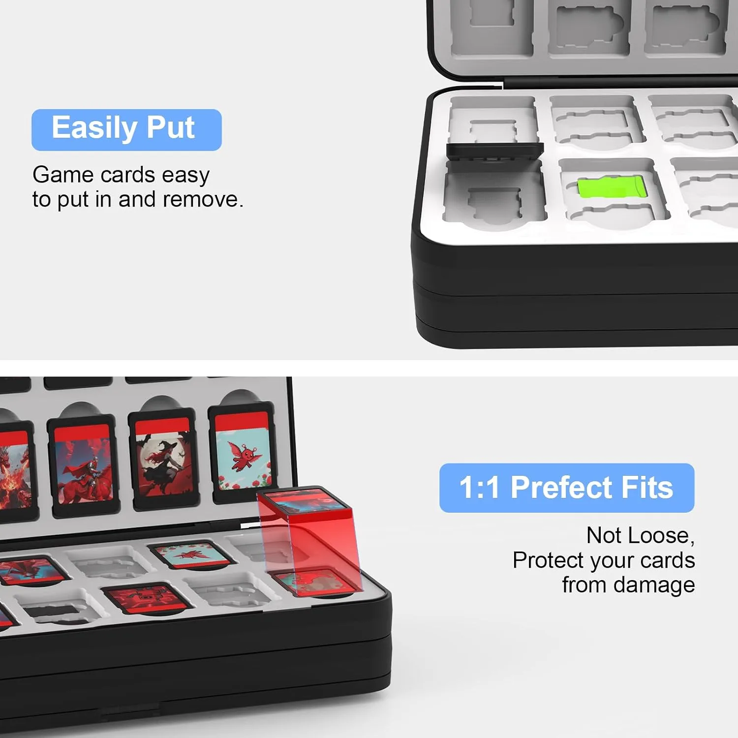 fivtek Switch Game Case for Nintendo Switch 2/Switch/OLED/Lite, Magnetic Games Case Holder with 72 Cartridge & 120 Micro SD Card Slots, Portable Game Cover Organizer Switches Gift Accessories