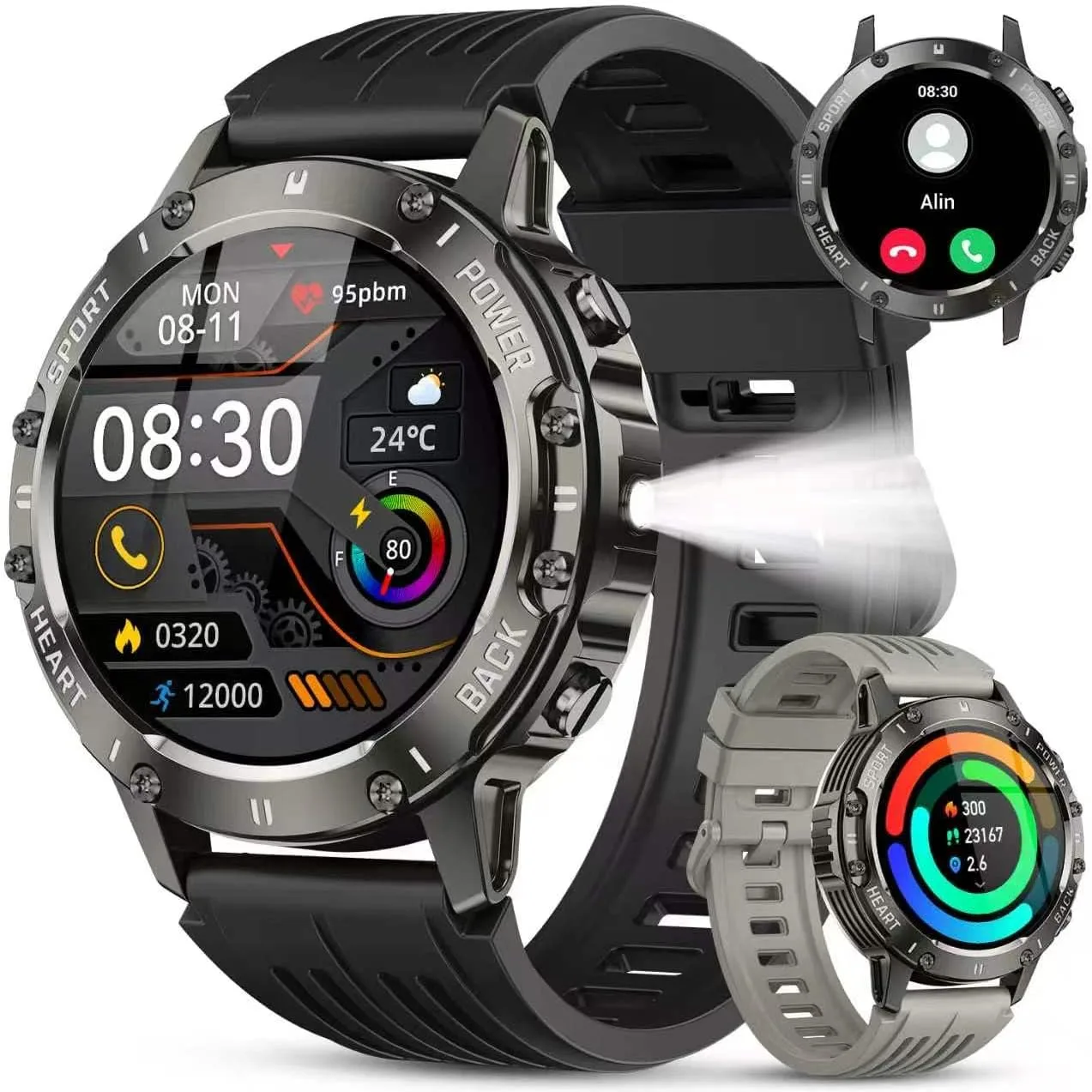 Smartwatch Oiviato para Hombre Fitness Tracker Resistente al Agua