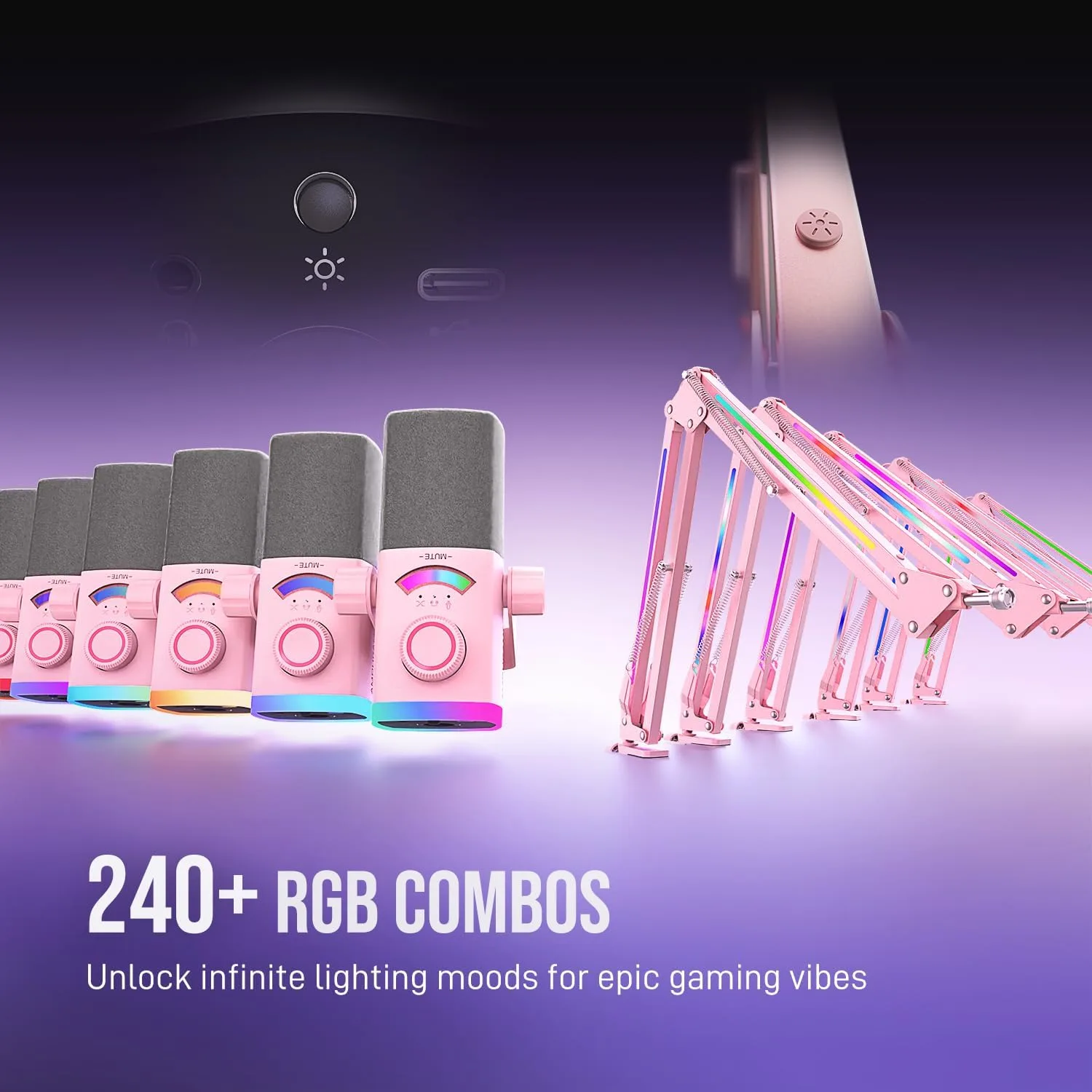 FIFINE AM8PROTP XLR/USB Gaming Microphone Kit, Dynamic RGB Streaming Mic